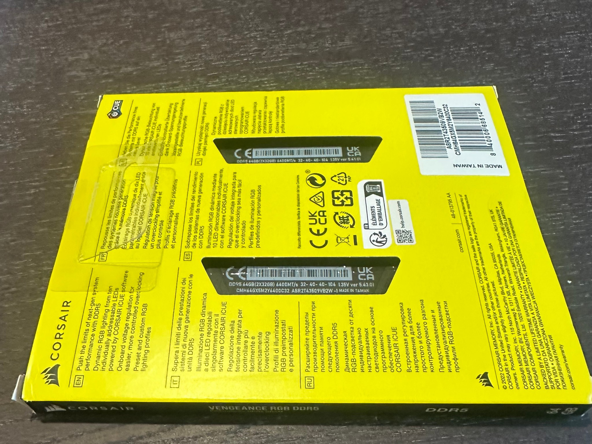 Corsair Vengeance RGB DD5 64Gb 6400MHz CL32 RAM