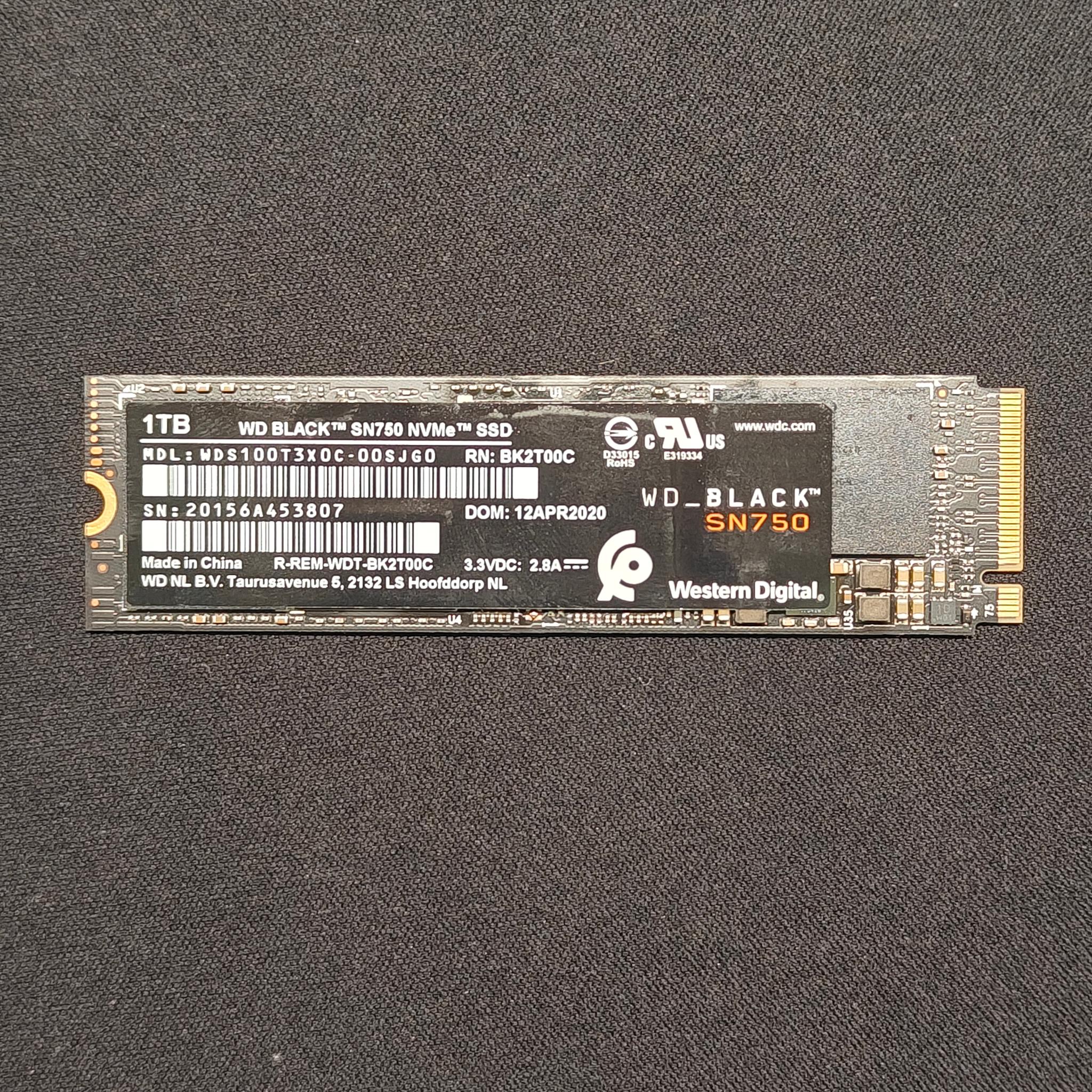 Western Digital Black SN750 1TB Gen 4 SSD, Internal, M.2 NVME Solid State Drive