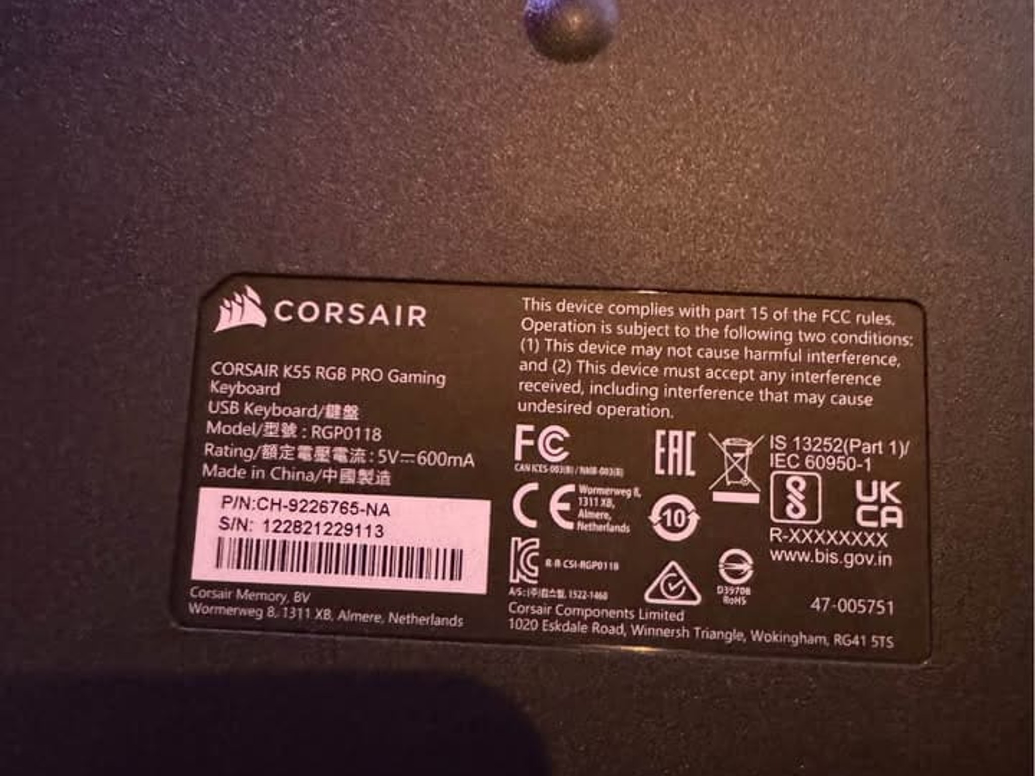 Corsair Wired K55 RGB Pro Keyboard