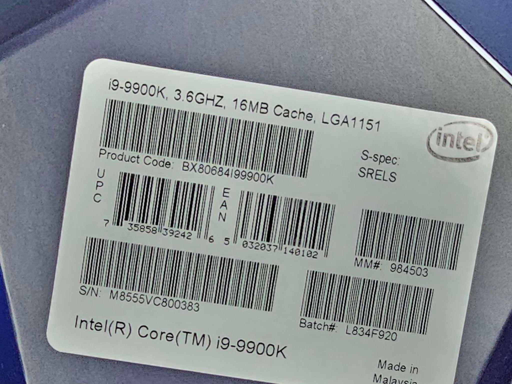 Intel i9-9900K Unlocked