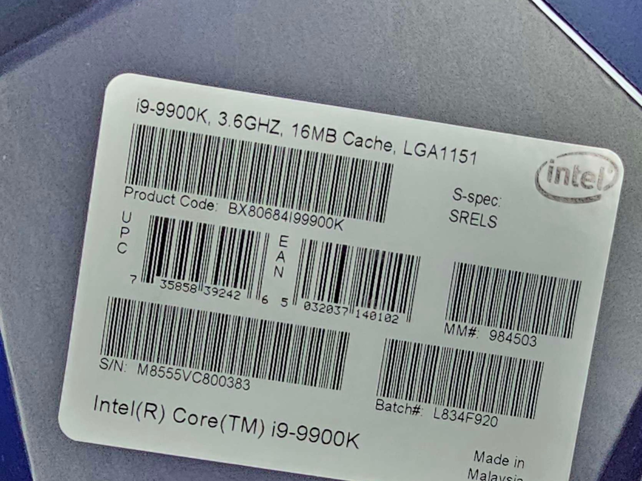 Intel i9-9900K Unlocked