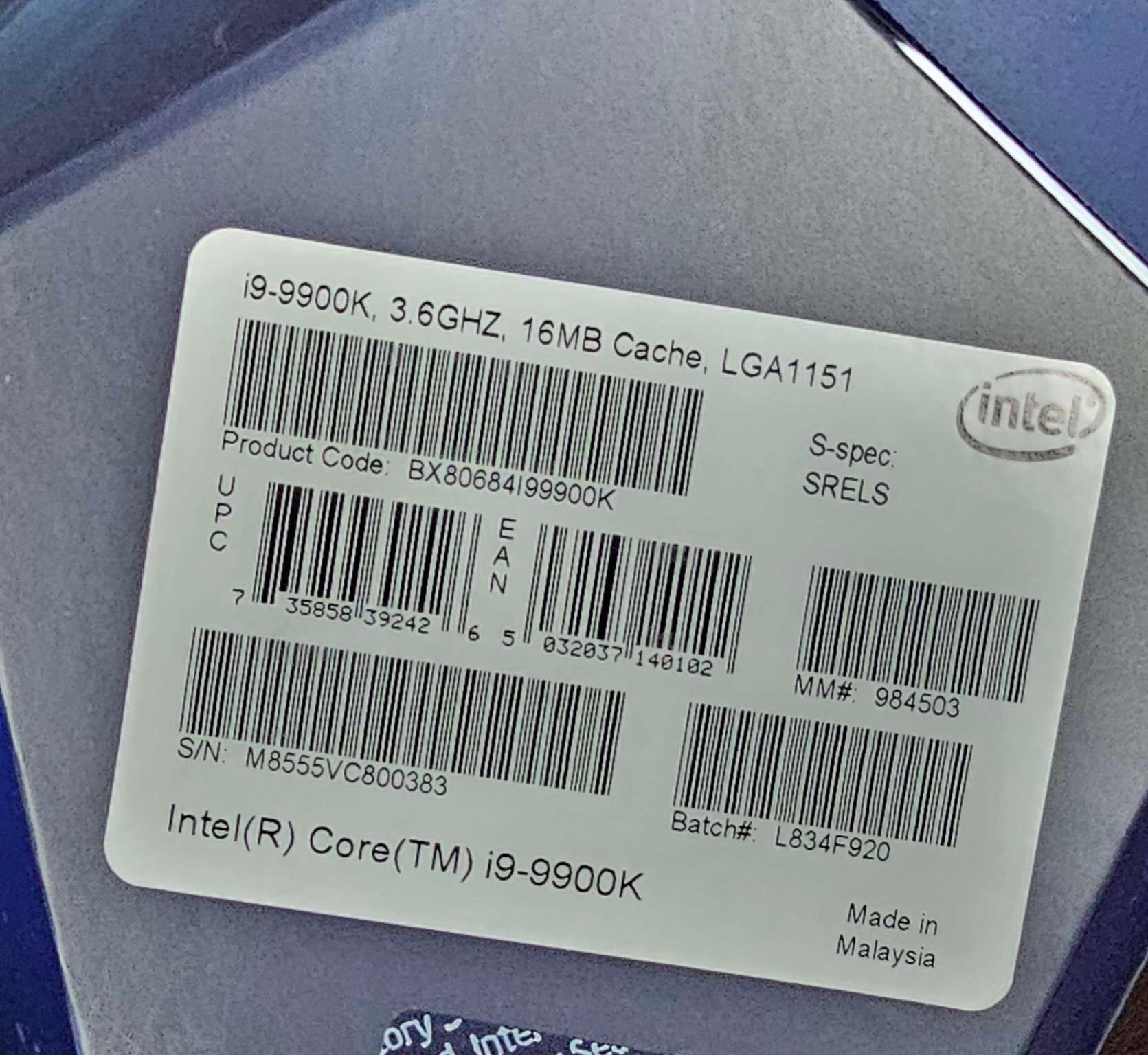 Intel i9-9900K Unlocked