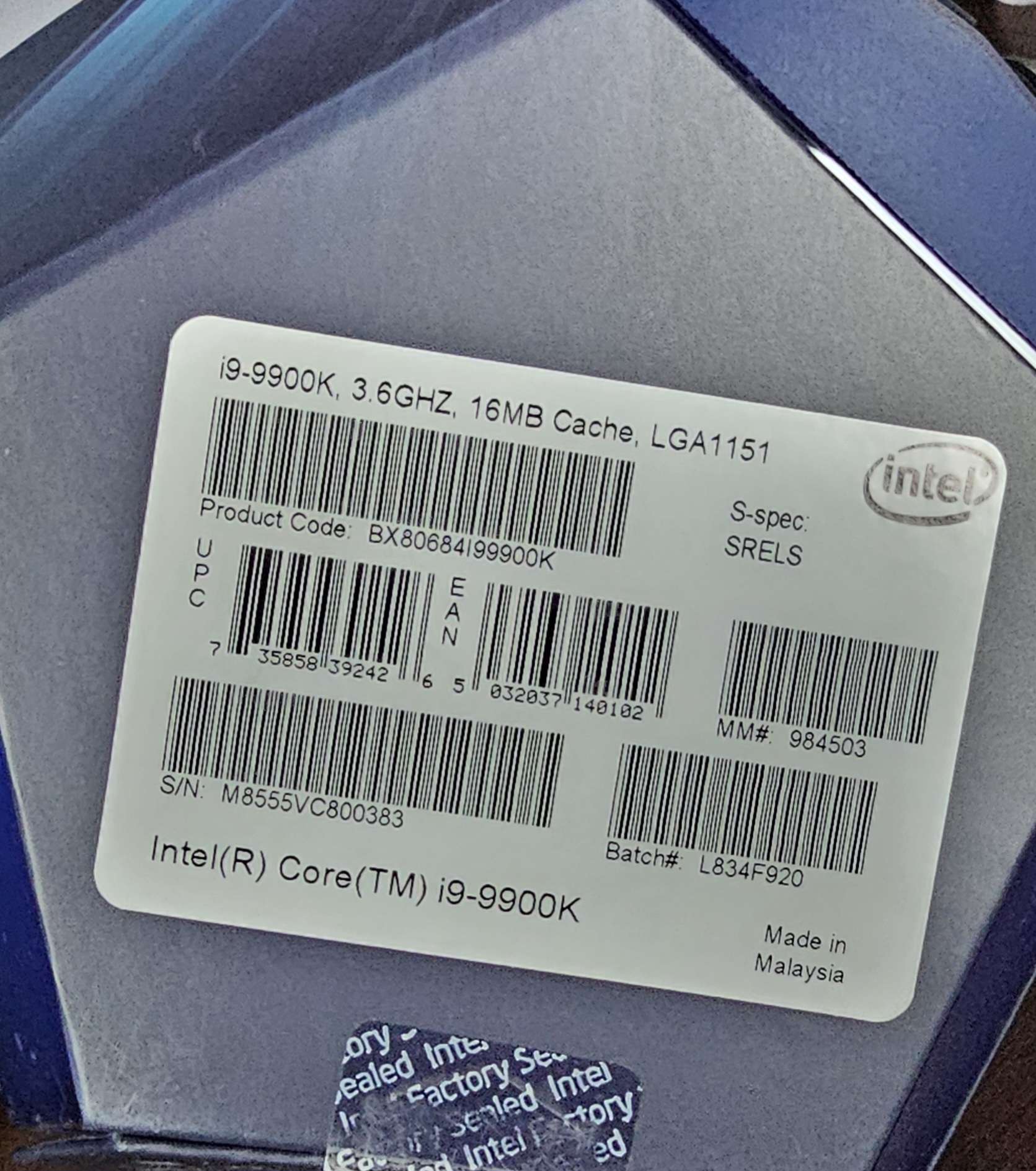 Intel i9-9900K Unlocked