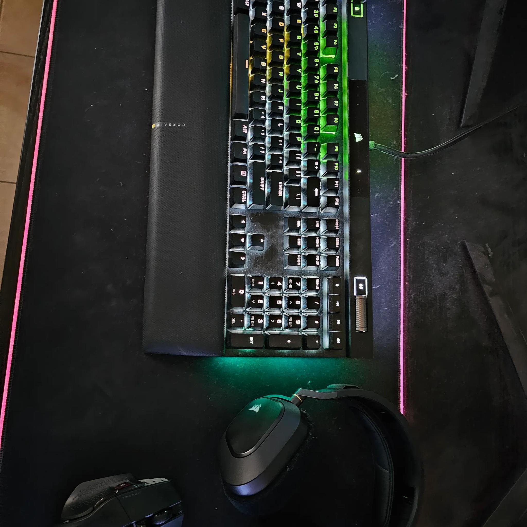 Corsair K100 RGB Mechanical Keyboard and RGB Full size mouse pad.