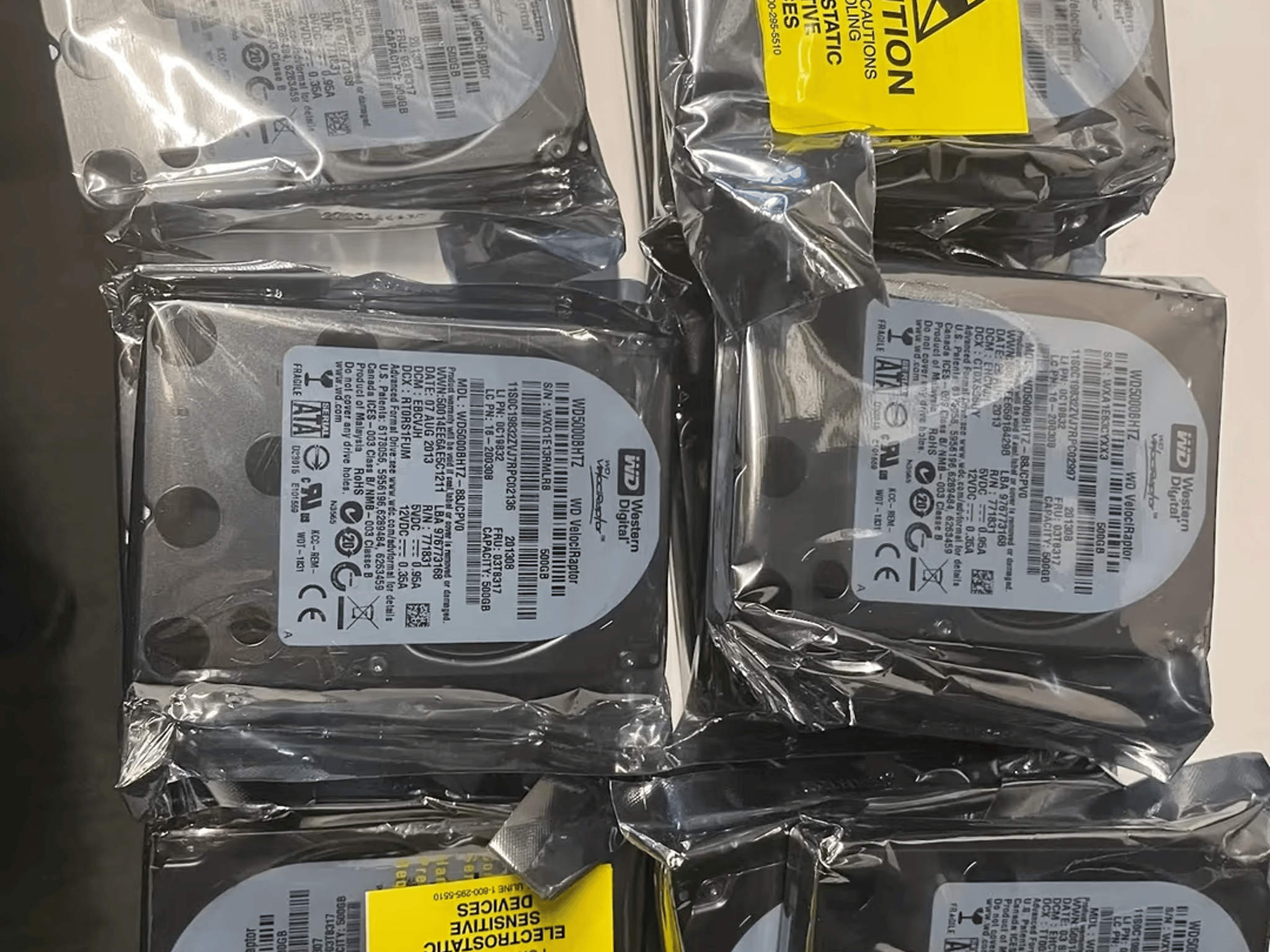 16qty - Western Digital Velociraptor 500GB 2.5" WD500BHTZ SATA3, 10K RPM