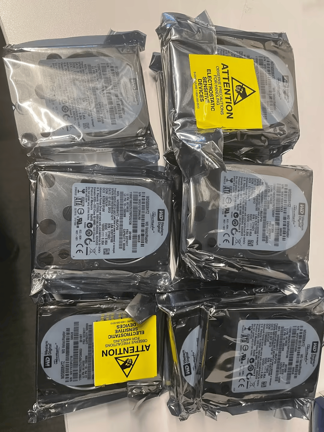 16qty - Western Digital Velociraptor 500GB 2.5" WD500BHTZ SATA3, 10K RPM