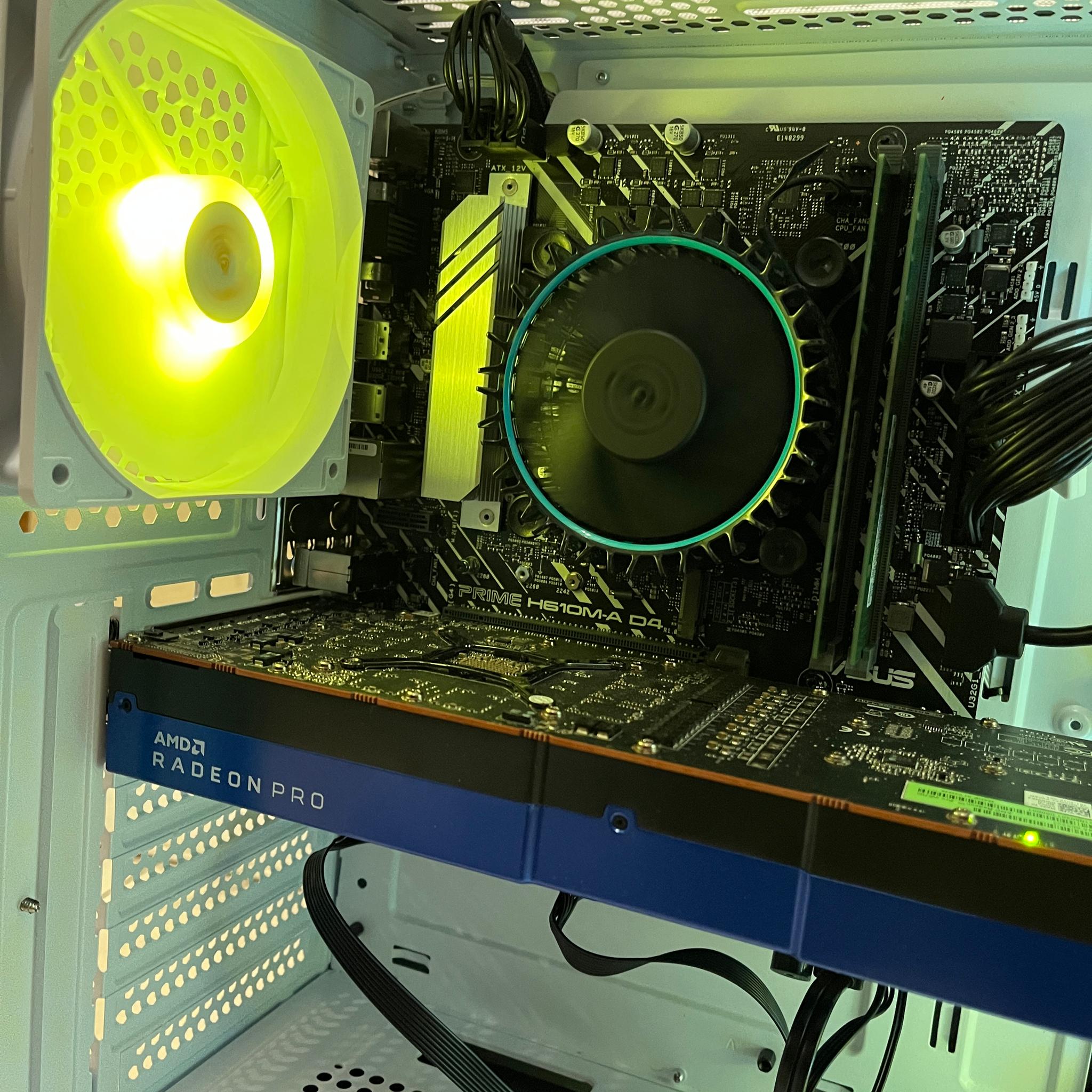 Intel i3-12100, AMD W5700 8GB, 16GB RAM, 500 GB SSD, Workstation Gaming PC w/ Wi-Fi + Bluetooth