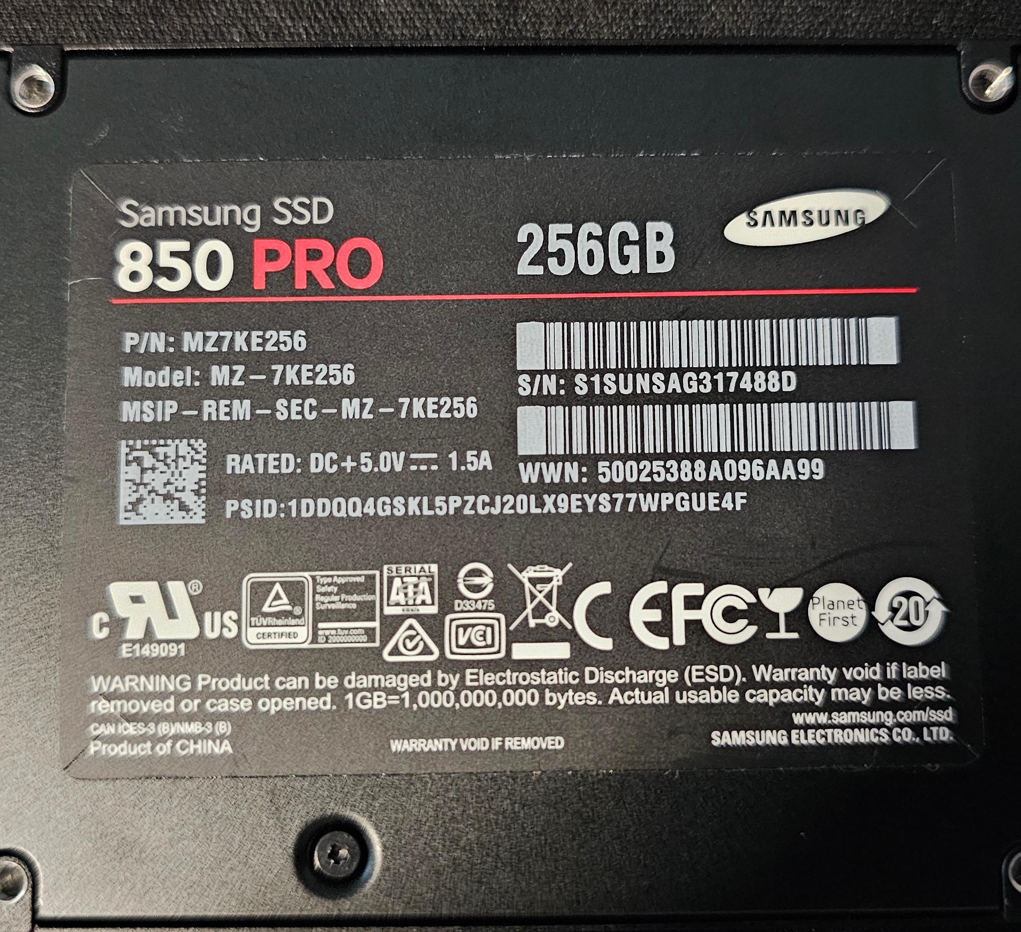Samsung 850 PRO 256GB SATAIII 2.5"x7mm SSD