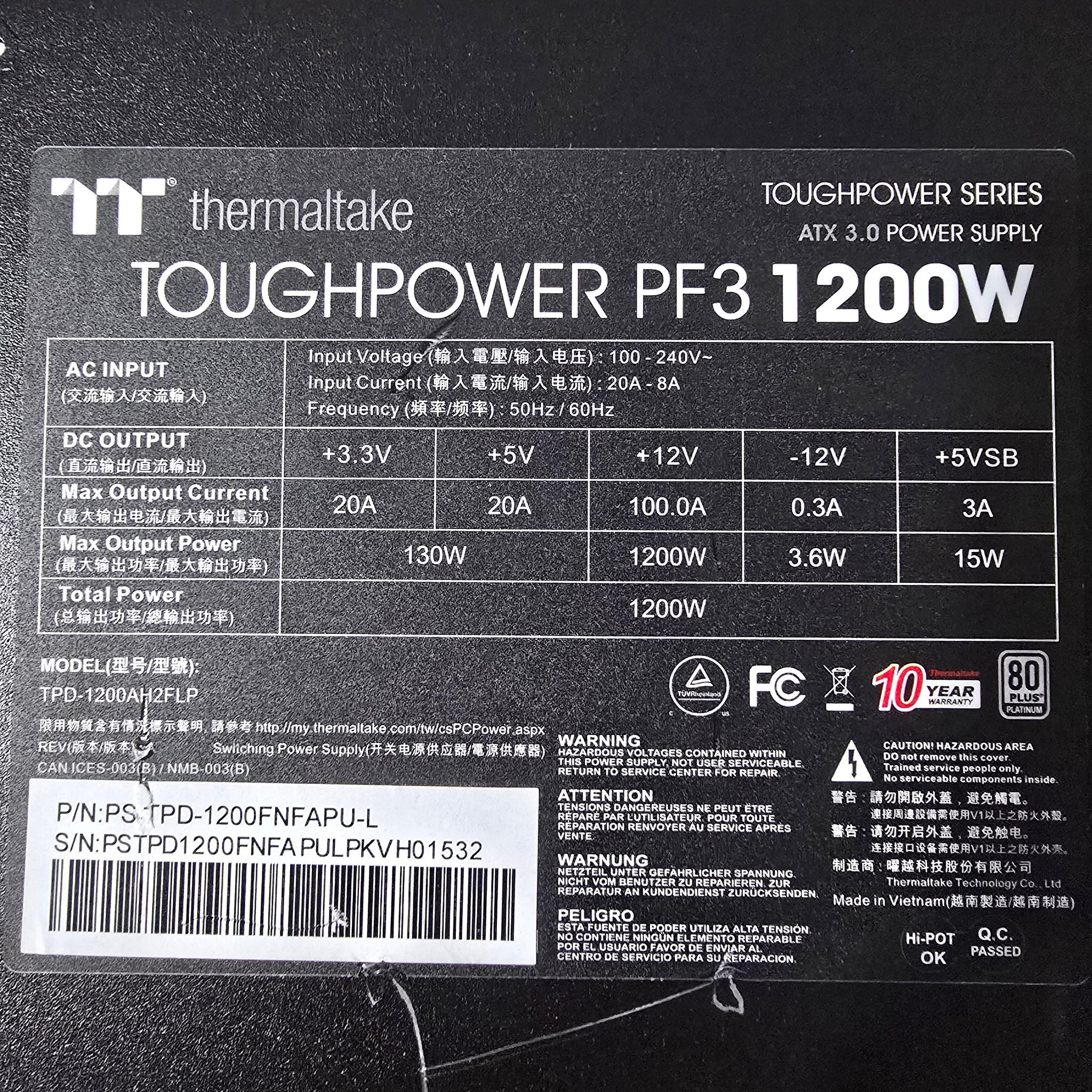 ThermalTake ToughPower PF3 1200W Platinum