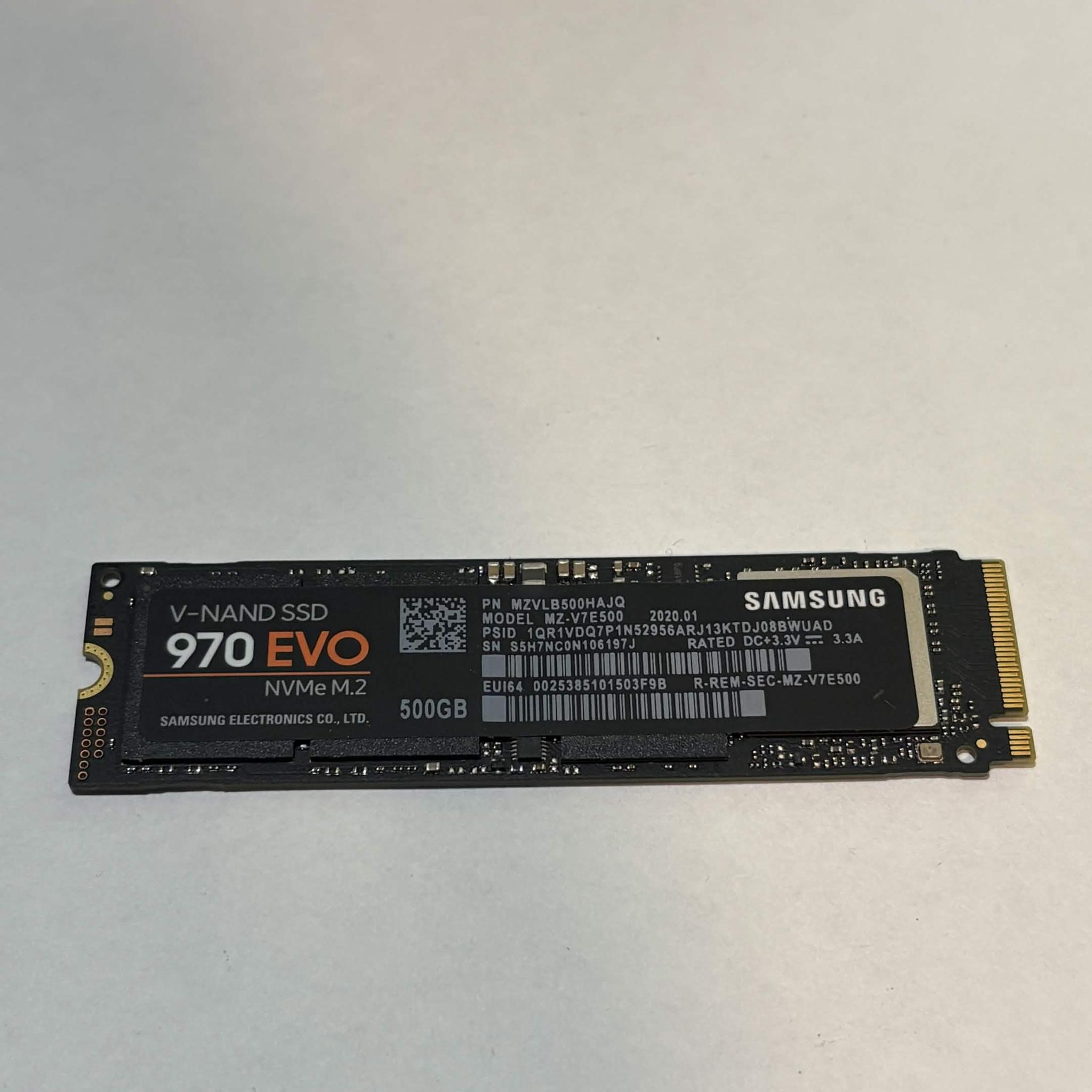 Samsung 970 EVO 500GB NVMe M.2 SSD PCIe Gen3 x4 – Tested – 100% Health