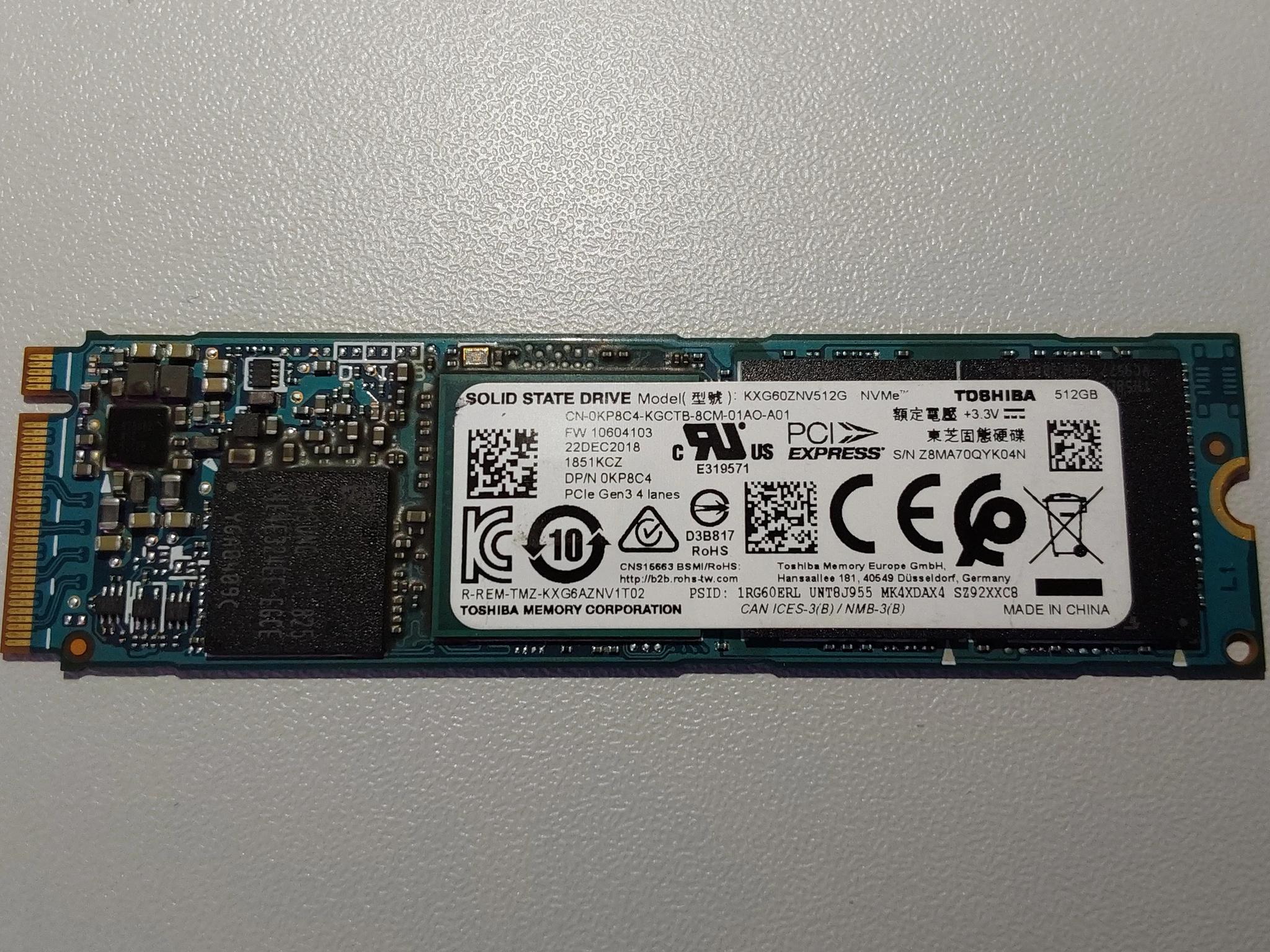 Toshiba KXG60ZNV512G NVMe 512GB SSD