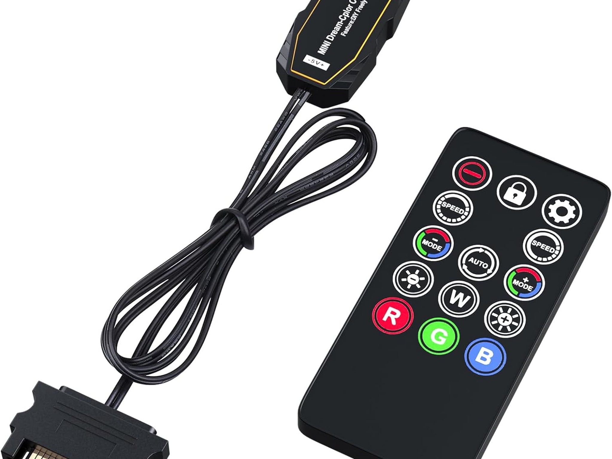 DS Mini 5V 3-Pin ARGB SATA-powered PC Fans/LED Strips Controller w/ 14 Key Remote