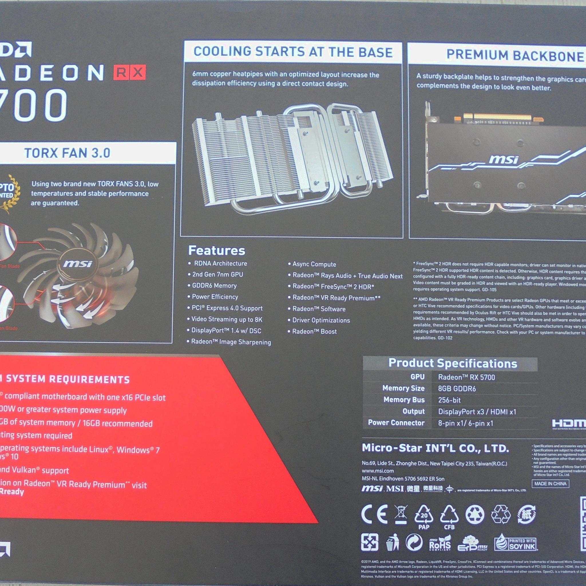 MSI AMD Radeon RX 5700 Mech OC GP Edition 8GB