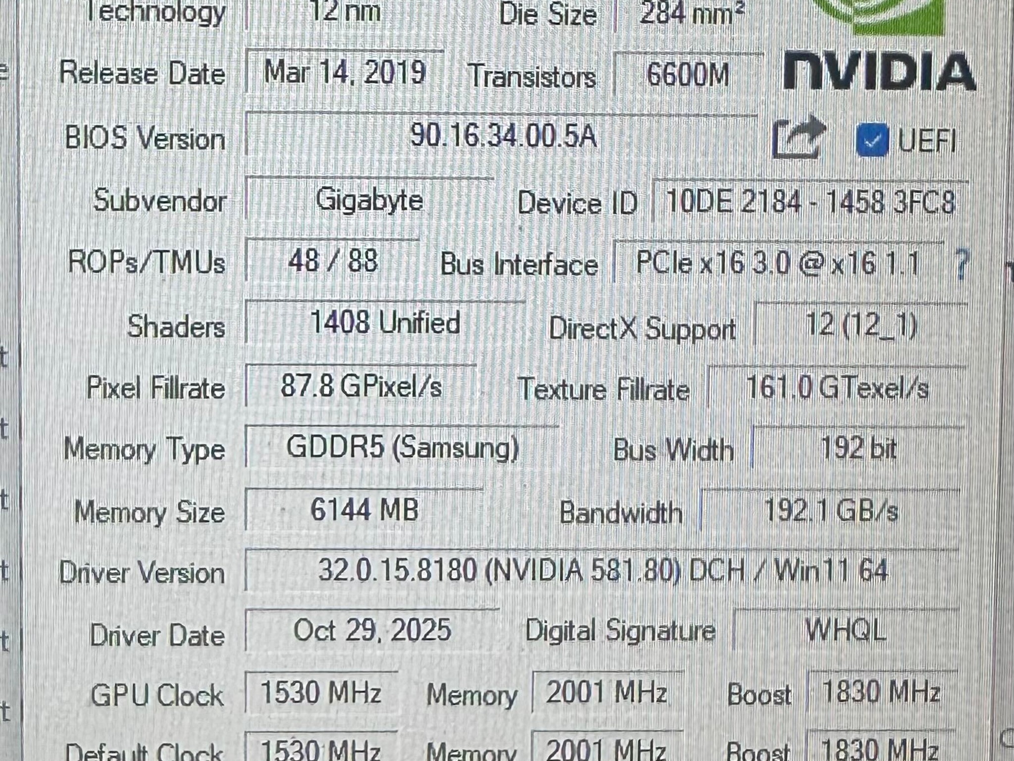Gigabyte GeForce GTX 1660 OC 6G