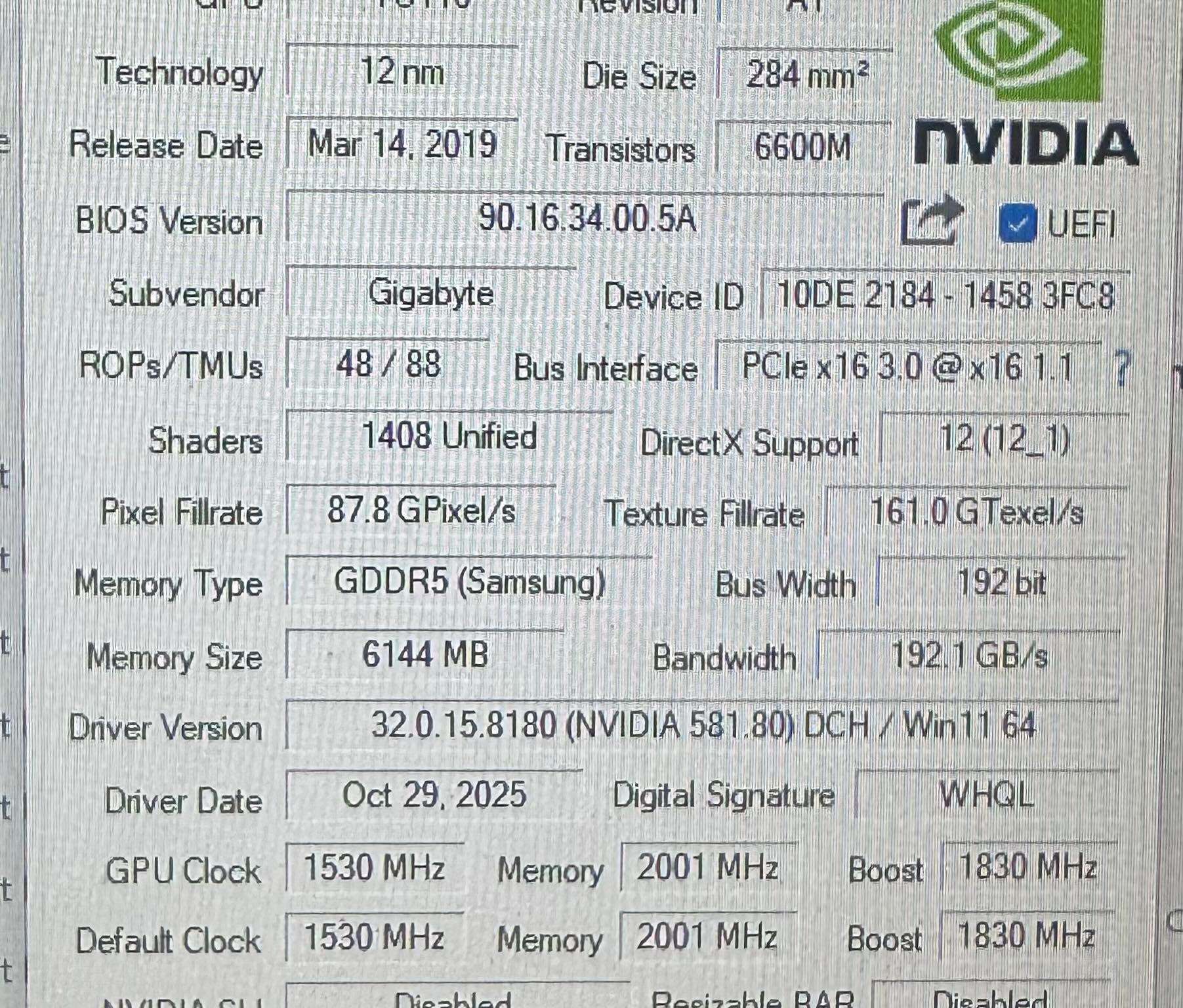 Gigabyte GeForce GTX 1660 OC 6G