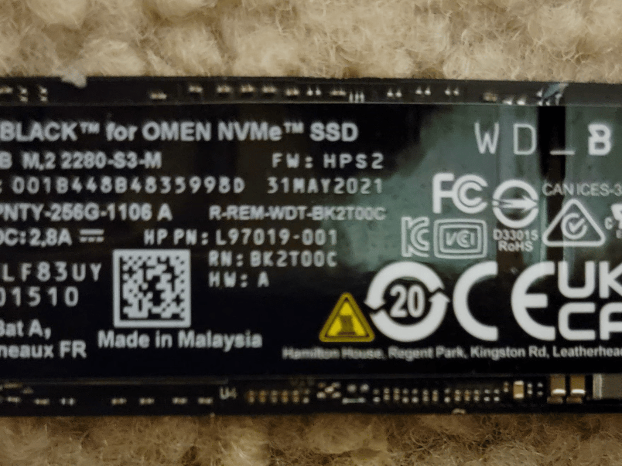 WD SN730 256GB NVME PCIe 3.0 x4 M.2 SSD