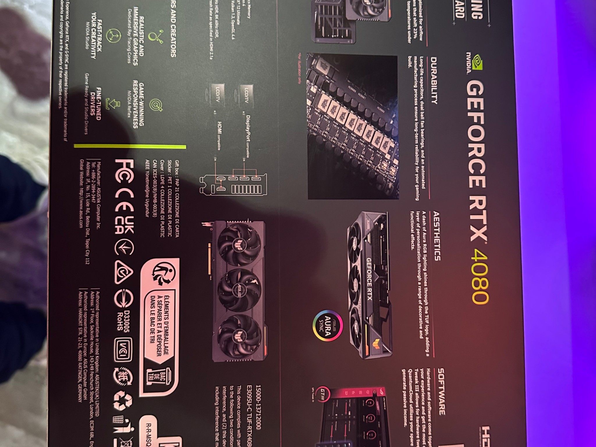 ASUS TUF Gaming GeForce RTX 4080 16GB GDDR6X – Excellent Condition