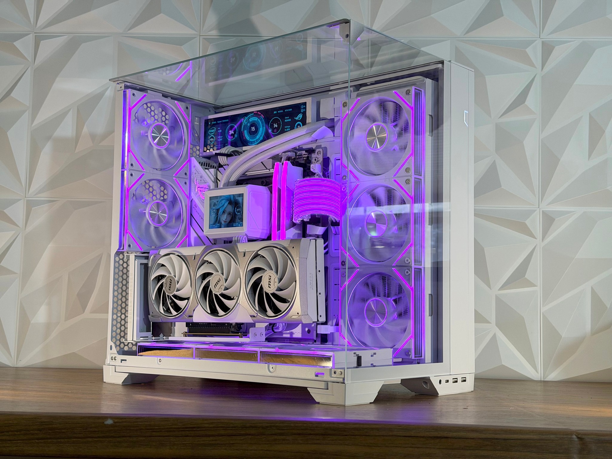 🤍❄️  RTX 5080 | R7 9800X3D | 32GB DDR5 | 2TB | Dual LCD | W11 Pro “FROST MIRAGE” PC |❄️🤍