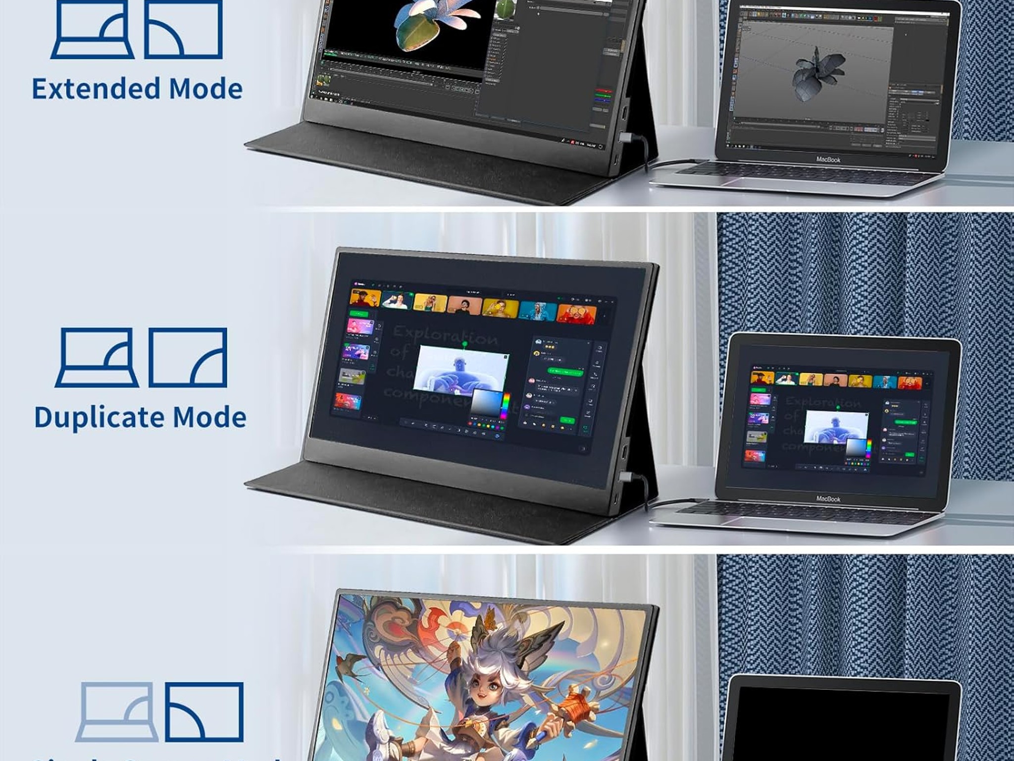 17.3" Portable Monitor FHD 1080P 60Hz Portable Screen HDMI USB-C HDR
