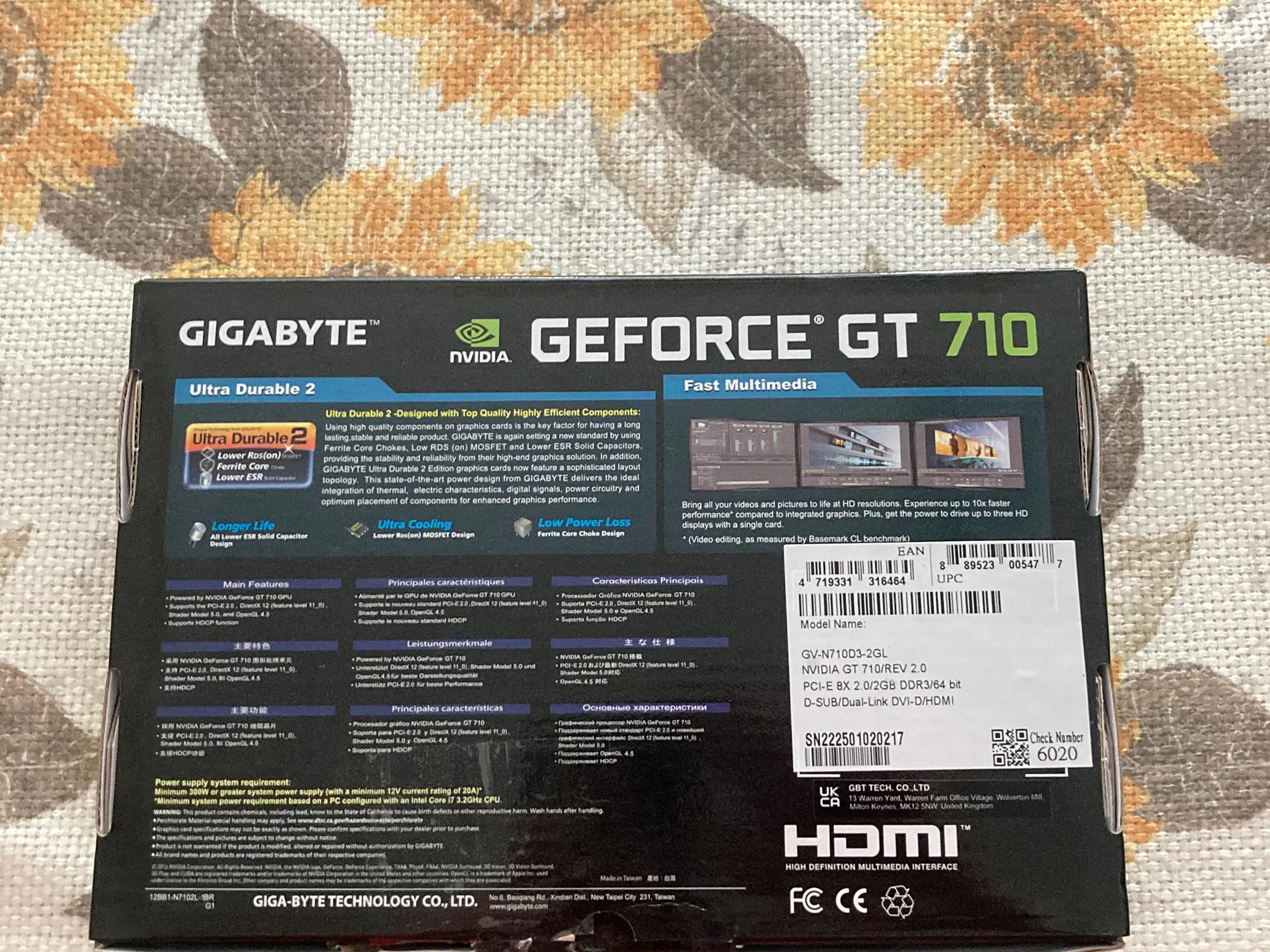 Gigabyte NVIDIA Geforce GT 710 2gb