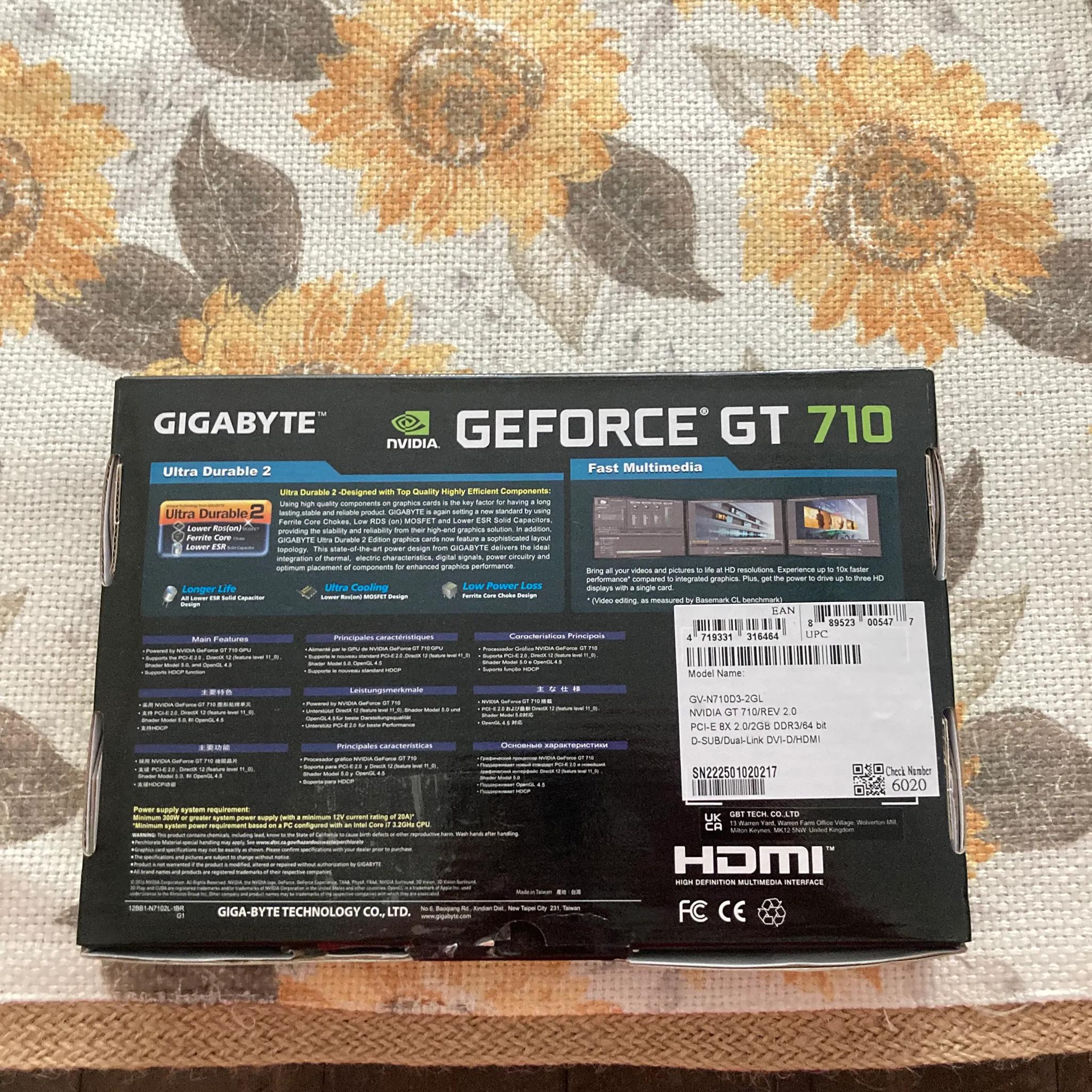 Gigabyte NVIDIA Geforce GT 710 2gb
