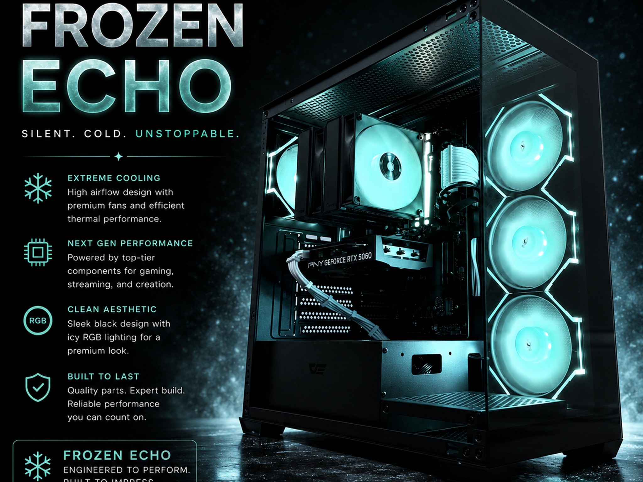 ❄️"Frozen Echo"❄️| 1080/1440p Gaming | Intel Ultra 7 265k | RTX 5060 | 16B DDR5 | 1tb Storage