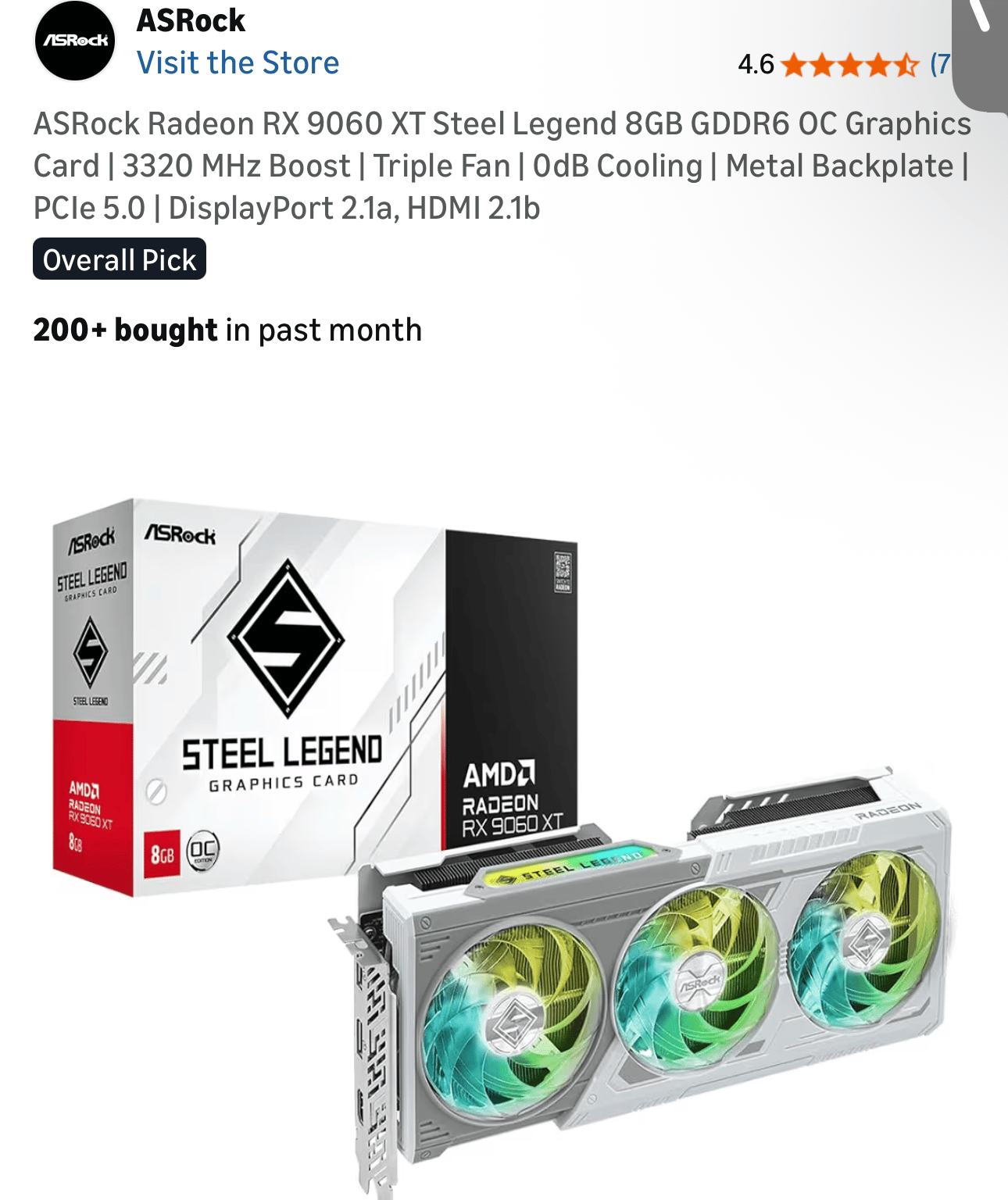 ASRock RX 9060 xt Steel Legend  8GB OC