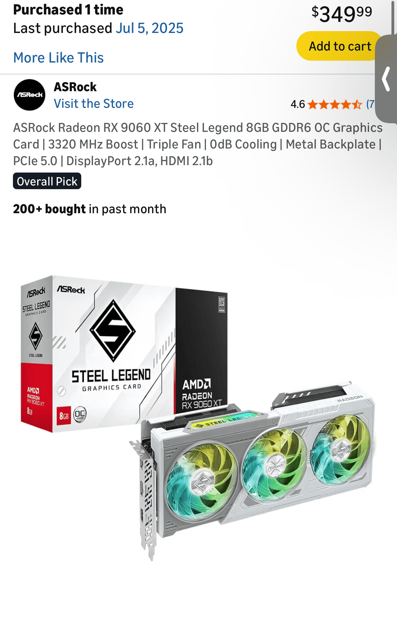 ASRock RX 9060 xt Steel Legend  8GB OC