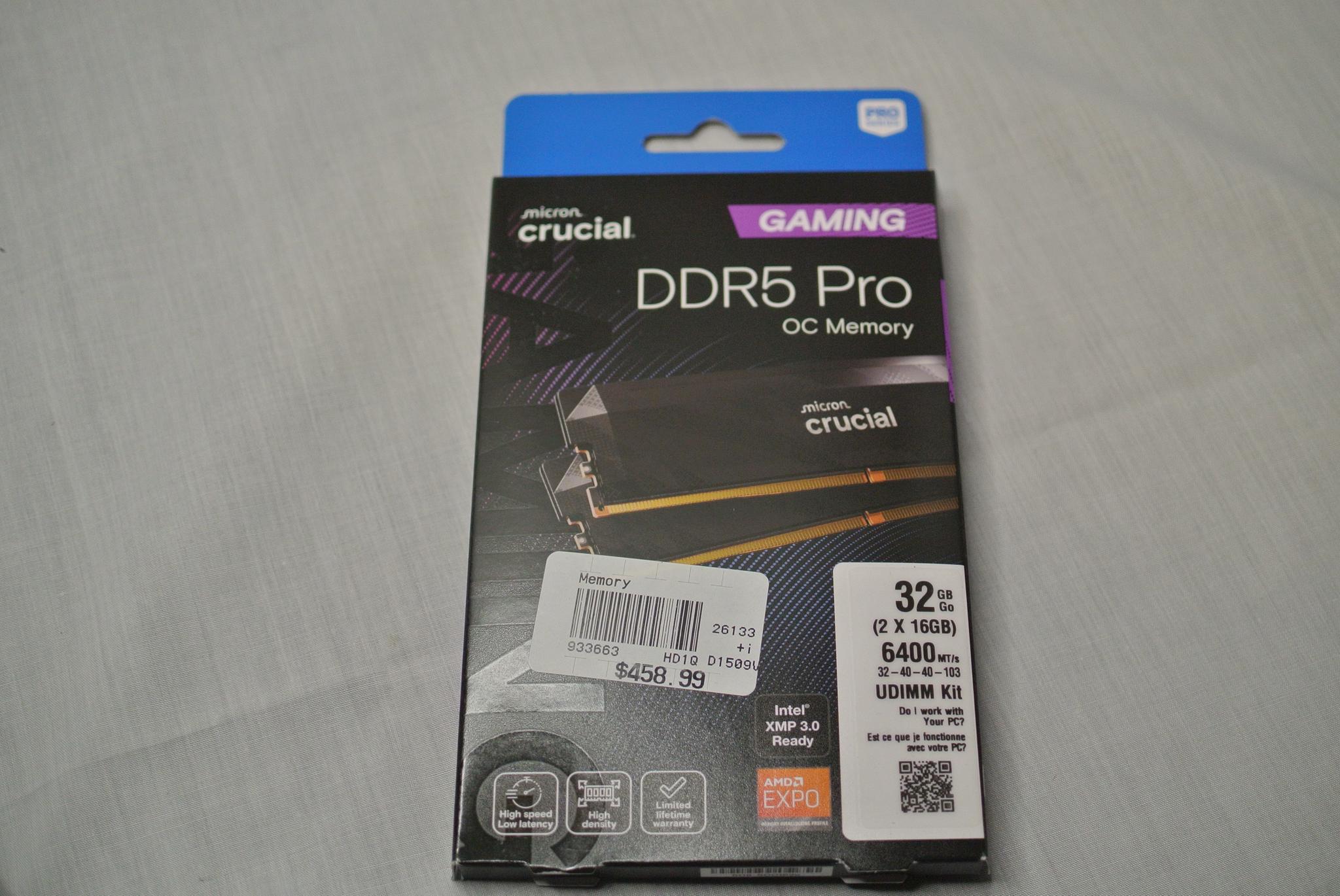 Crucial Pro 32GB DDR5 (2 x 16GB) 6400MT/s CL32 Memory RAM