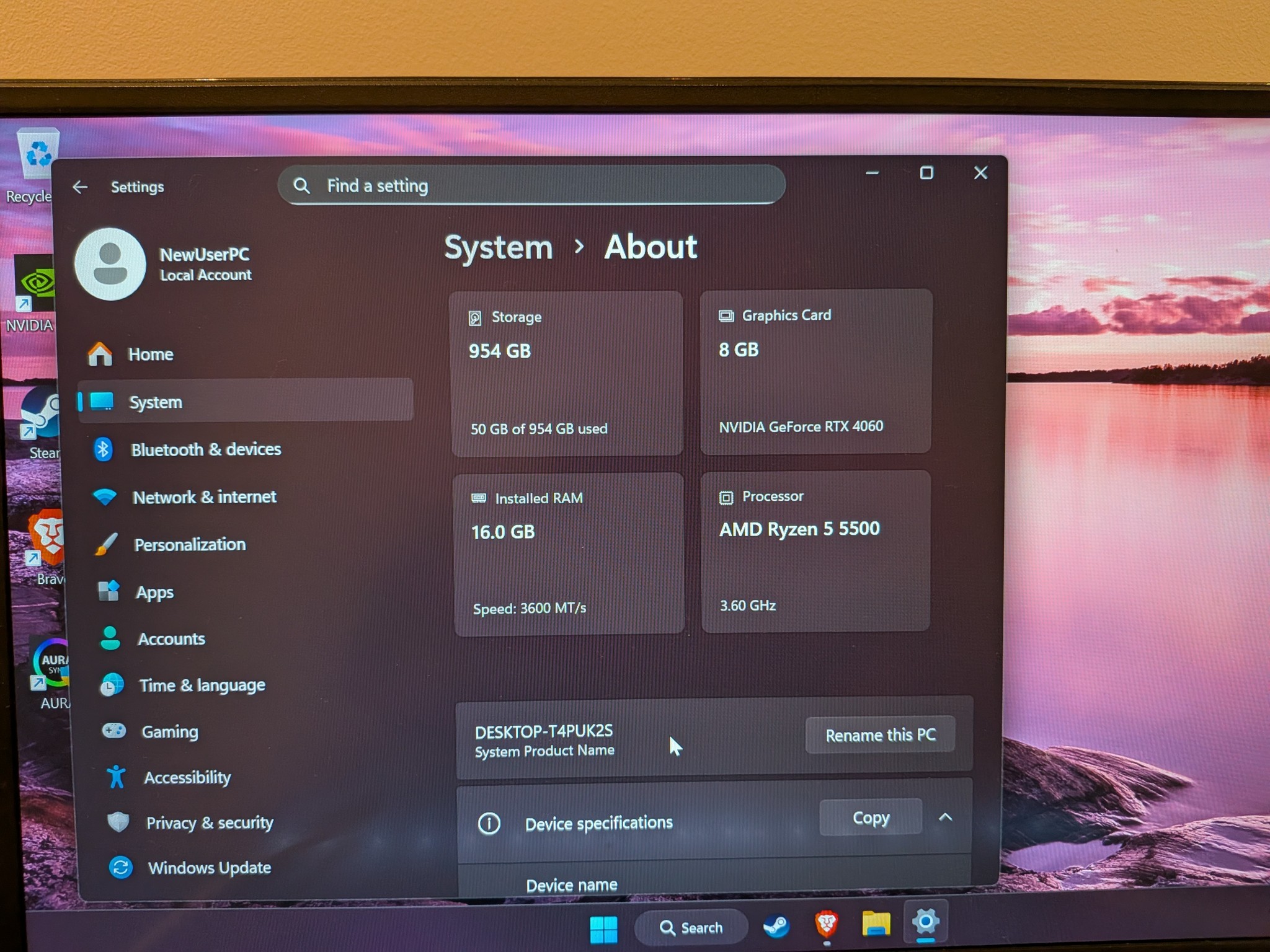 1080p Sakura - RTX 4060, Ryzen 5 5500, 16 GB DDR4 RAM, 1 TB NVME, RGB