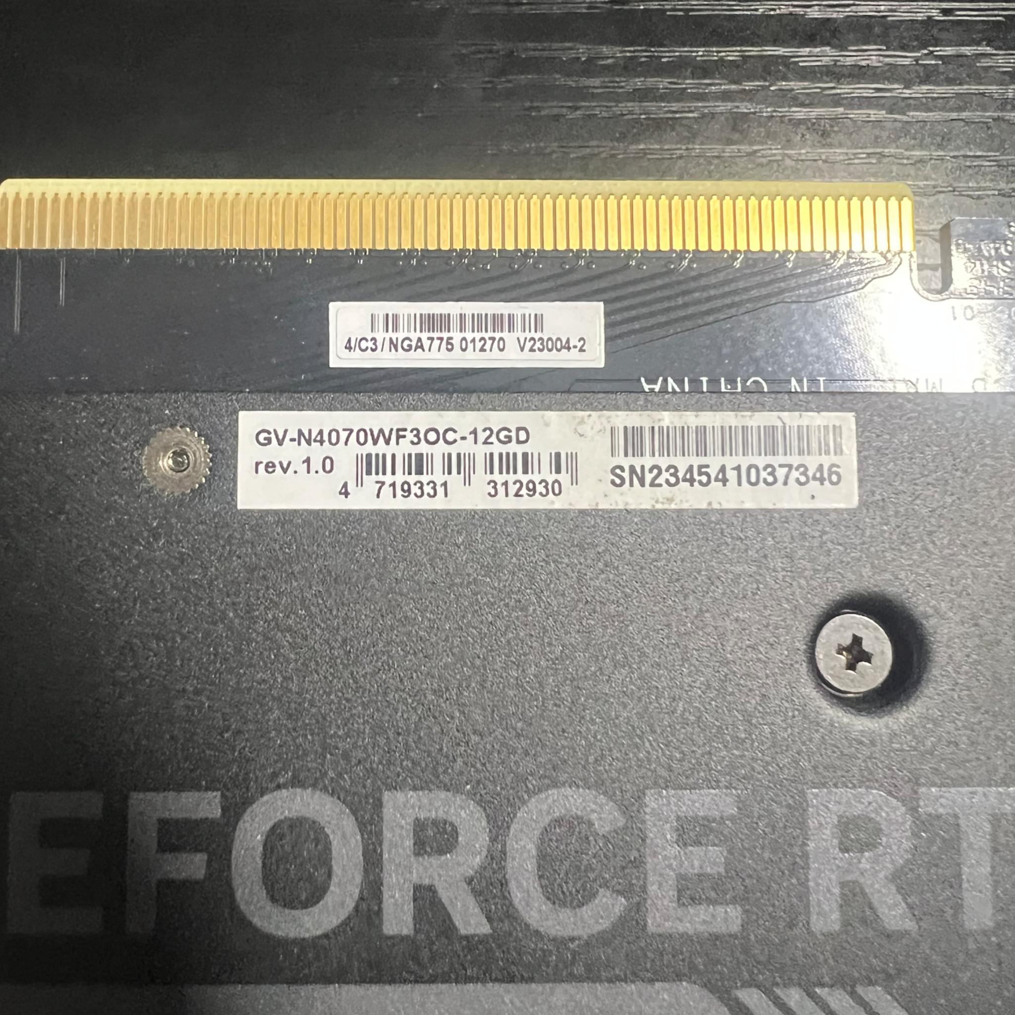 Gigabyte NVIDIA RTX 4070 3X Windforce OC 12gb