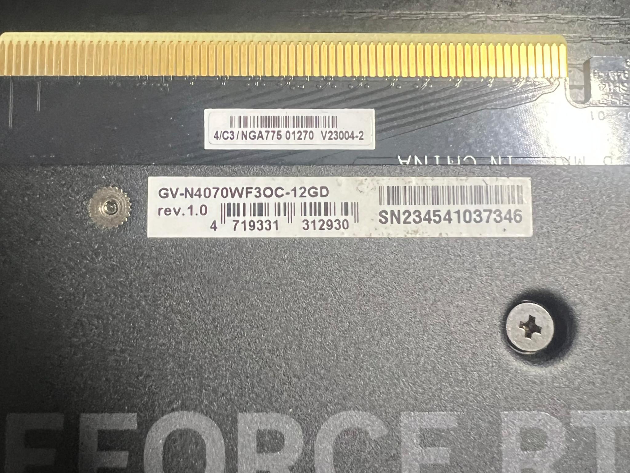 Gigabyte NVIDIA RTX 4070 3X Windforce OC 12gb