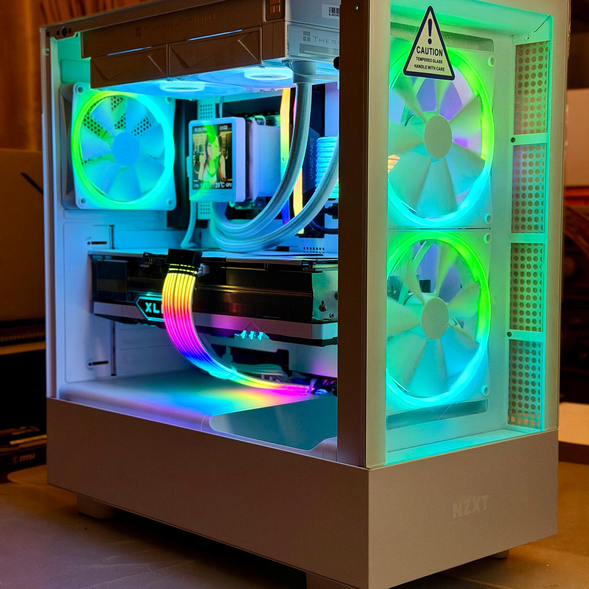 Premium Gaming PC - RTX 4080, Intel 14600K, 2TB nvme, 32GB DDR5, Z790, 850W, Strimers, NZXT N7 White
