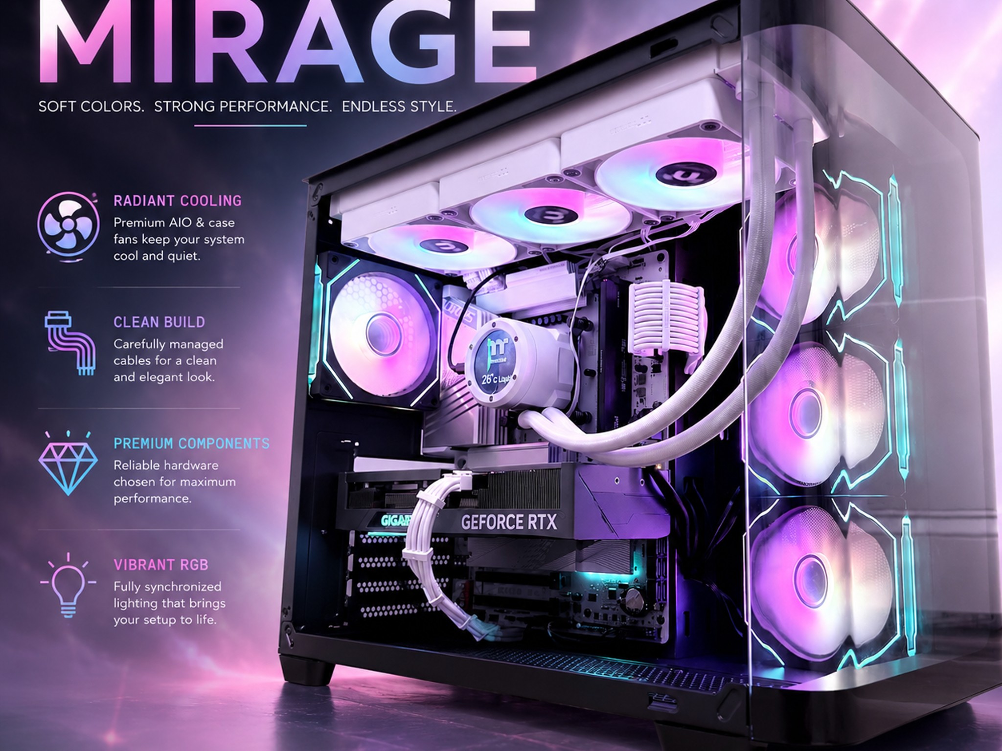 ❄️"Pastel Mirage🌈 | 1440p Gaming | i7 14700KF | RTX 4070 | 32GB DDR5 | 2TB NVME + 2GB DRAM