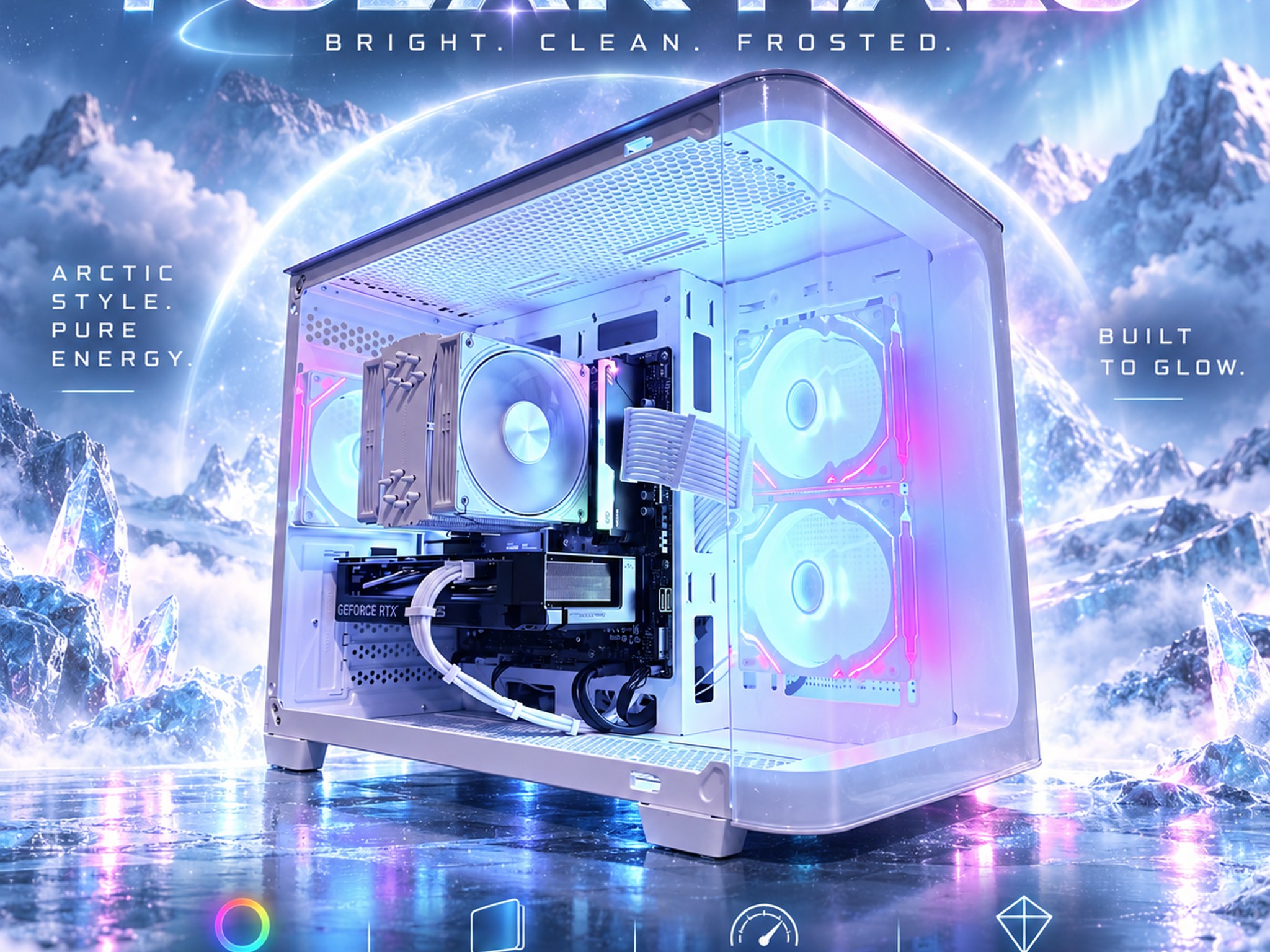 ⚪️"Polar Halo"🌈| 1440p Gaming | RTX 5060 | Ryzen 7 8700F | 16GB DDR5 | 1TB SSD | Free Shipping