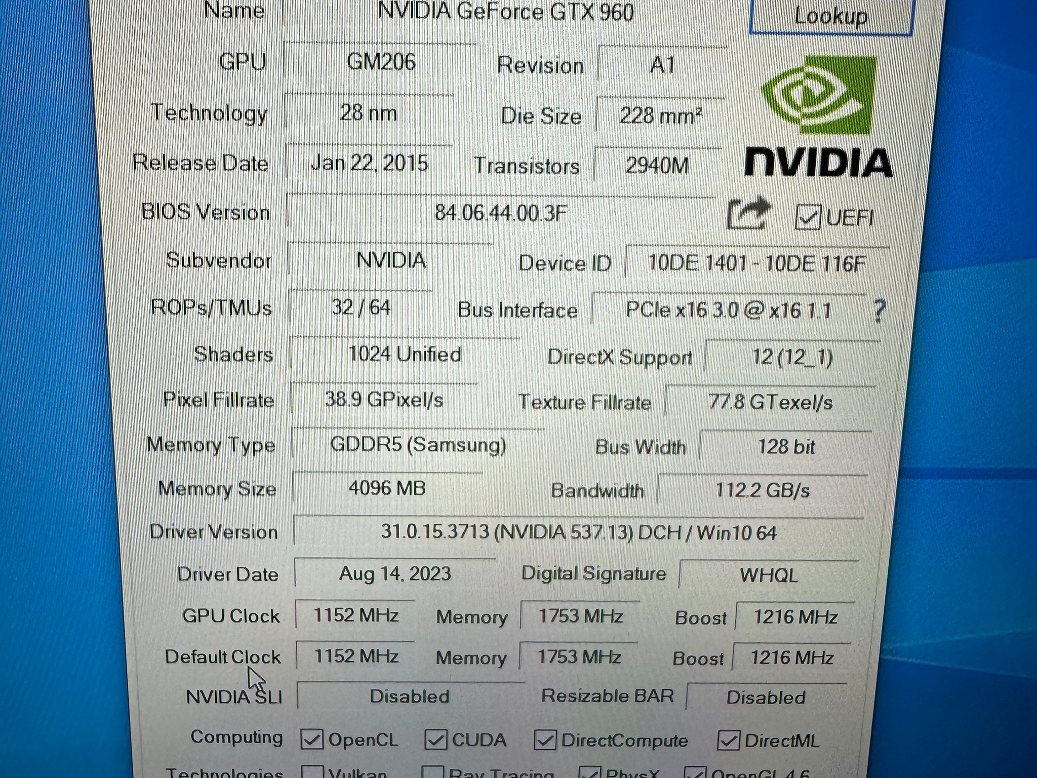KILLISRE GTX 960 4GB GDDR5