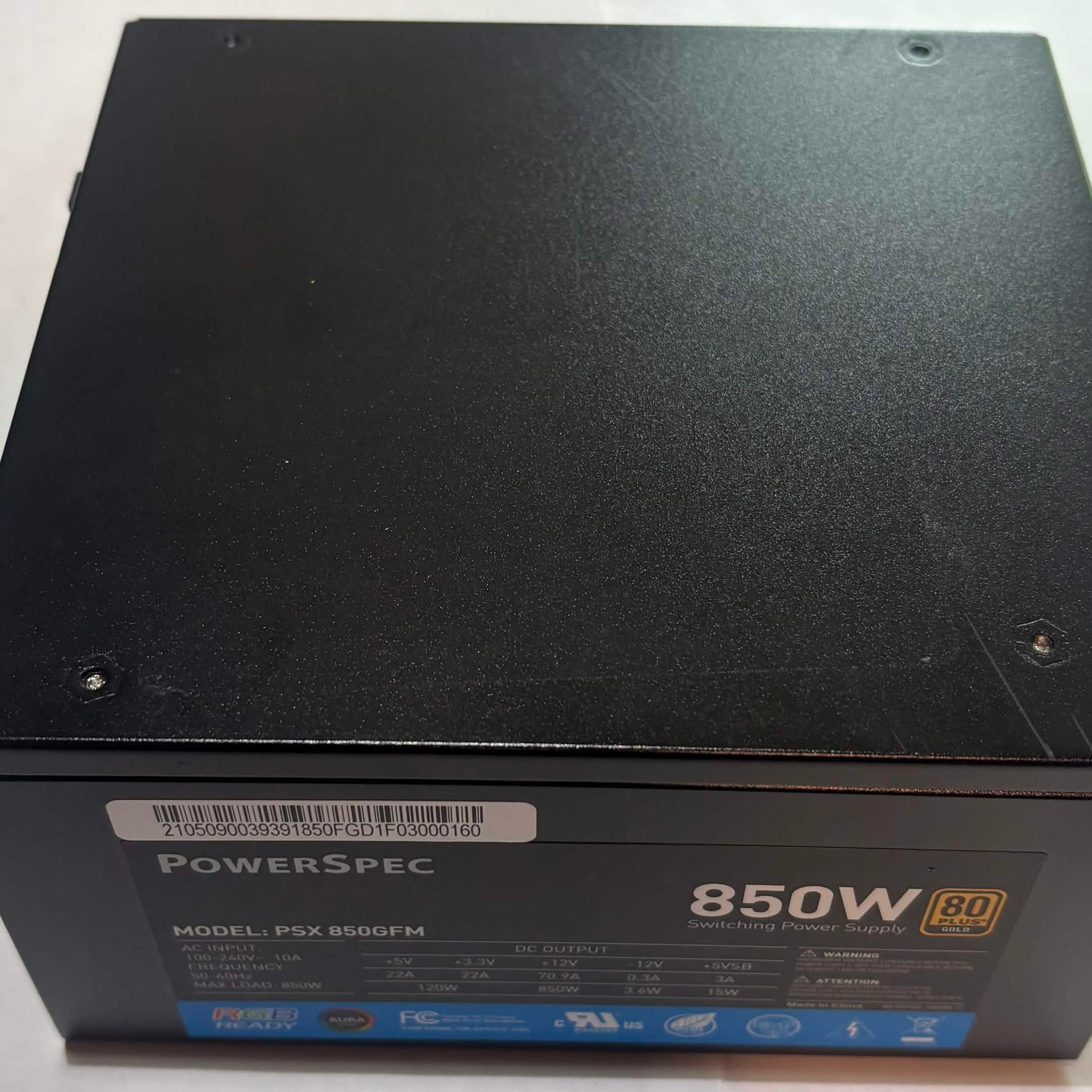 PowerSpec 850W 80+ Gold Fully Modular PSU (PSX 850GFM)