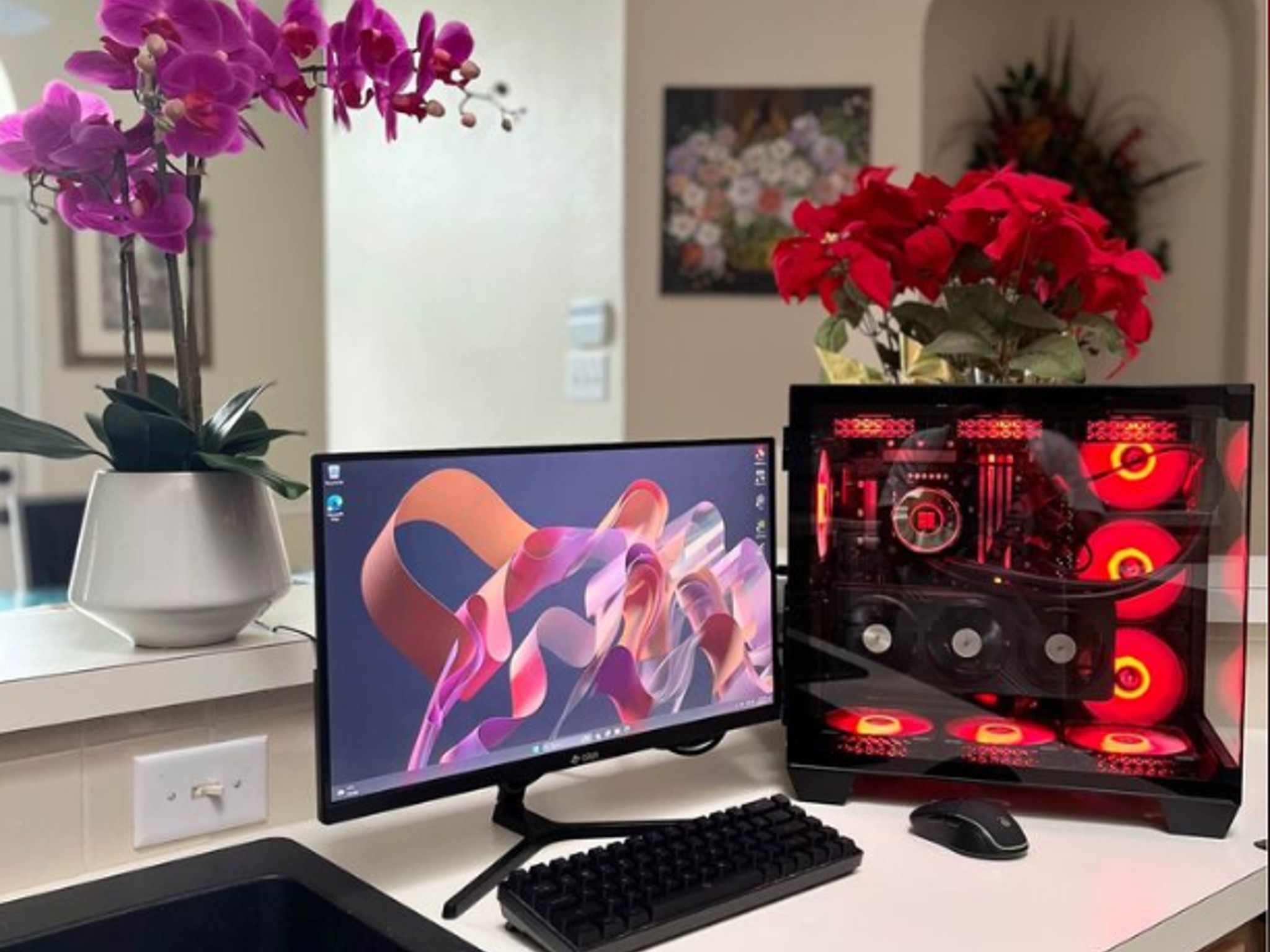 🤑 ON SALE!💰🔥Red Aura🔥 Black Fishtank PC Build 🐟 - 4060 - i9 Intel 🚀 1080p/1440p