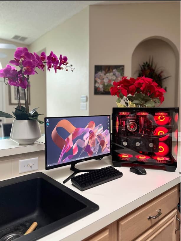 🤑 ON SALE!💰🔥Red Aura🔥 Black Fishtank PC Build 🐟 - 4060 - i9 Intel 🚀 1080p/1440p