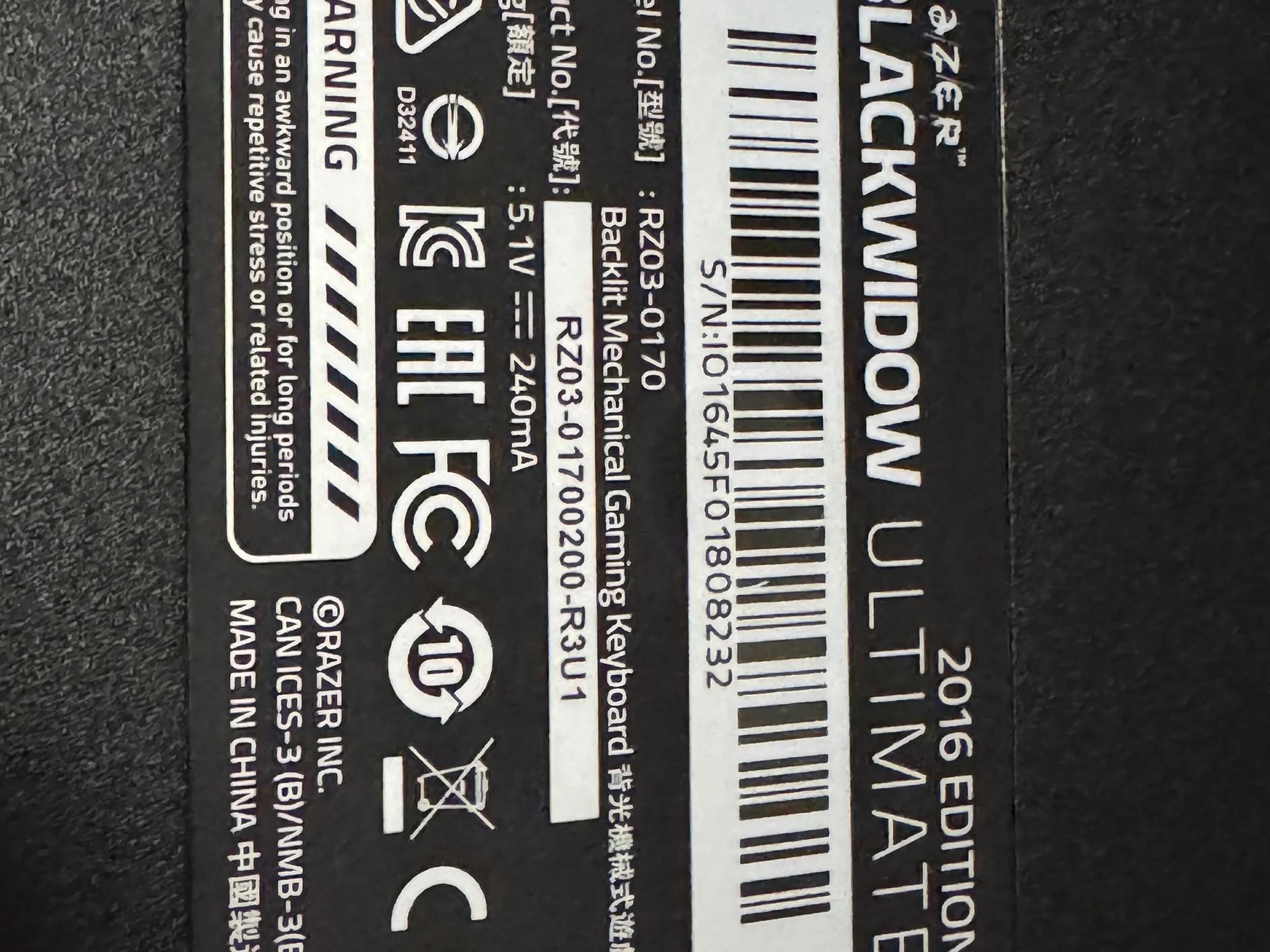 2016 Razer Blackwidow Ultimate - Backlit Mechanical Gaming Keyboard