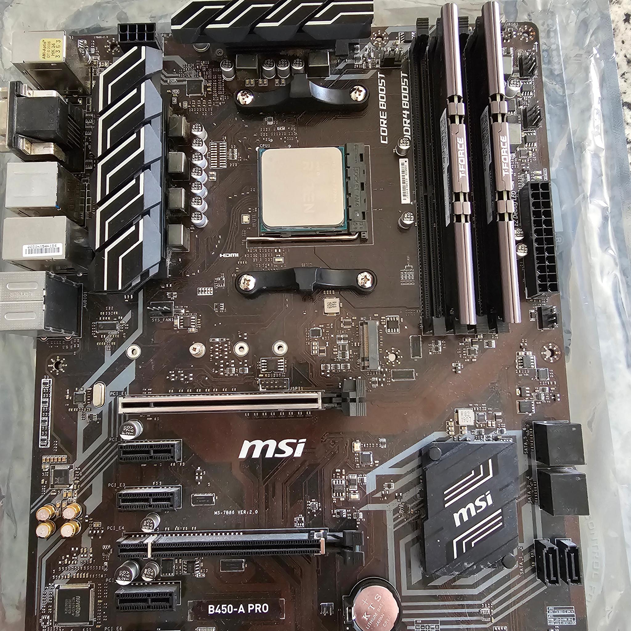 AMD 5700x, 32gb ram, B450 motherboard combo