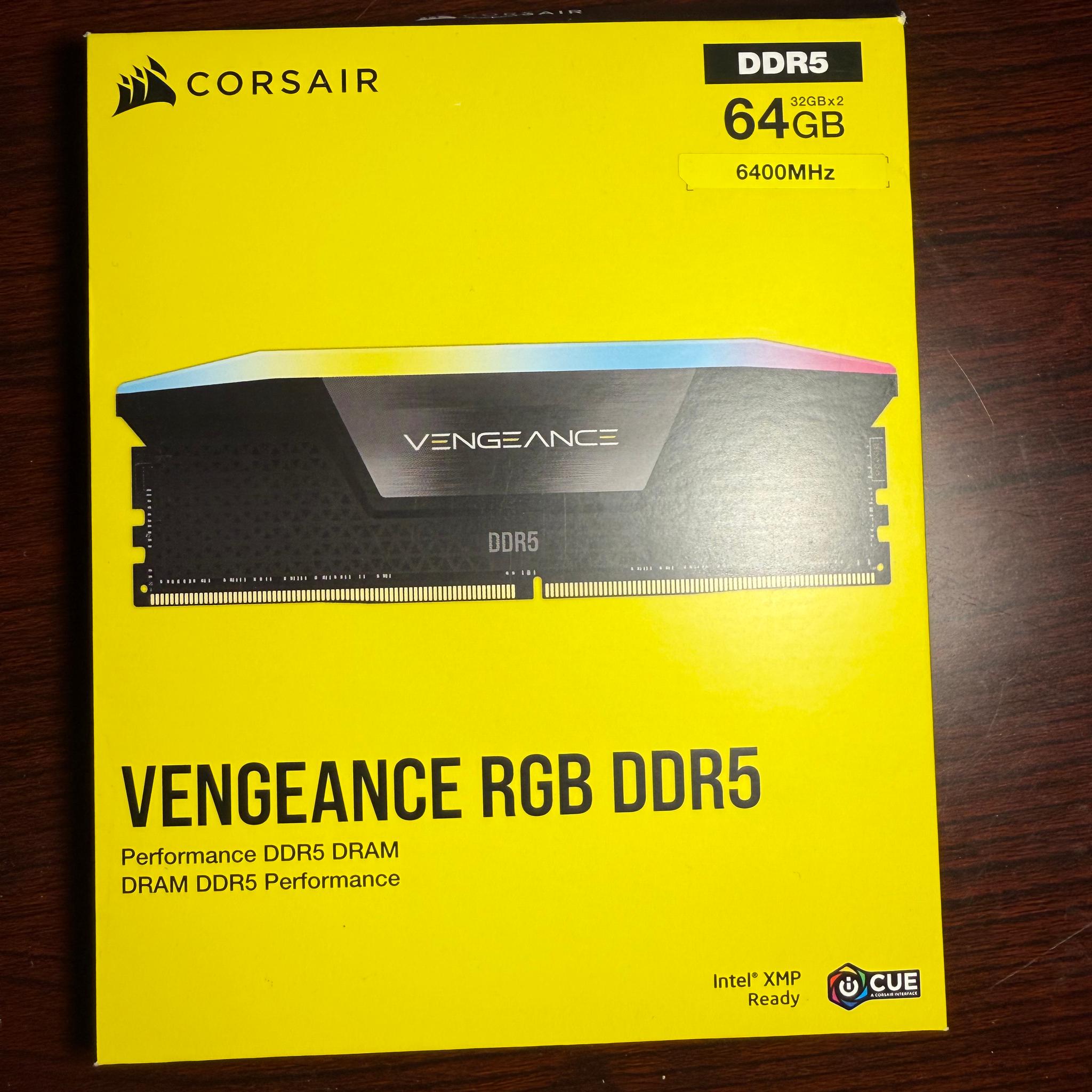 Corsair Vengeance RGB DDR5 64GB (2x32GB) 6400MHz RAM