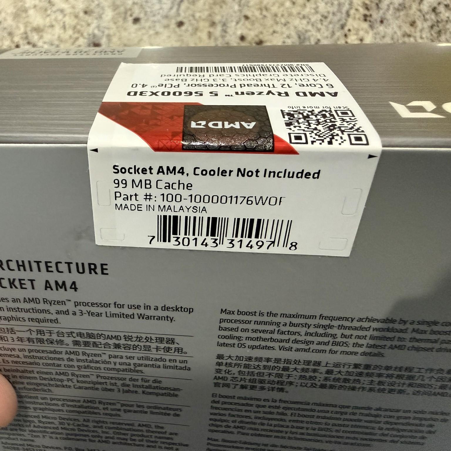 *NEW | SEALED* AMD Ryzen 5 5600X3D 3D V-Cache 6-Core 12-Threads AM4 CPU