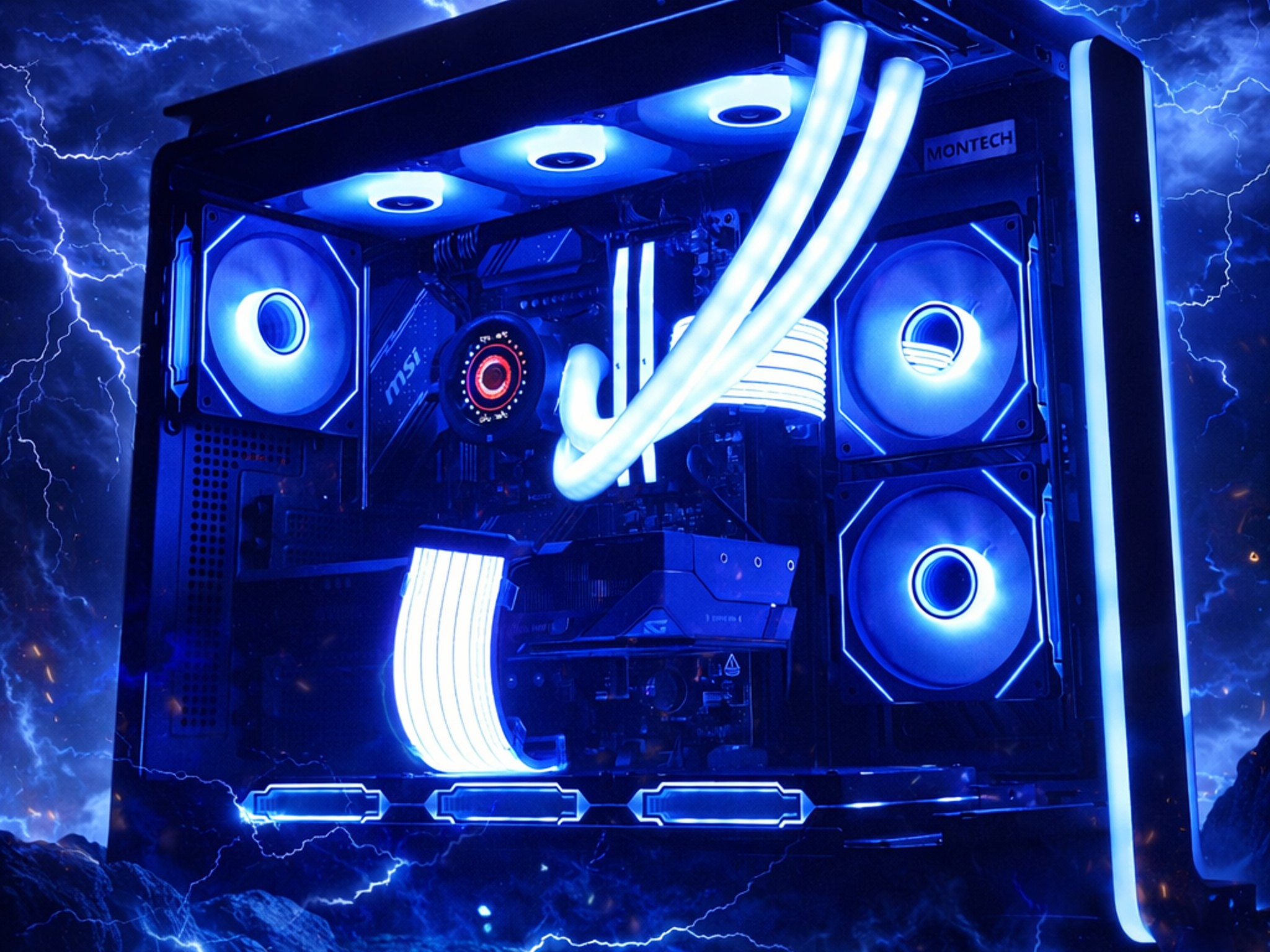 Blue Lighting!⚡ 7800X3D | 9070XT | 32GB DDR5 | 2TB Gen4 NVMe | LCD Display