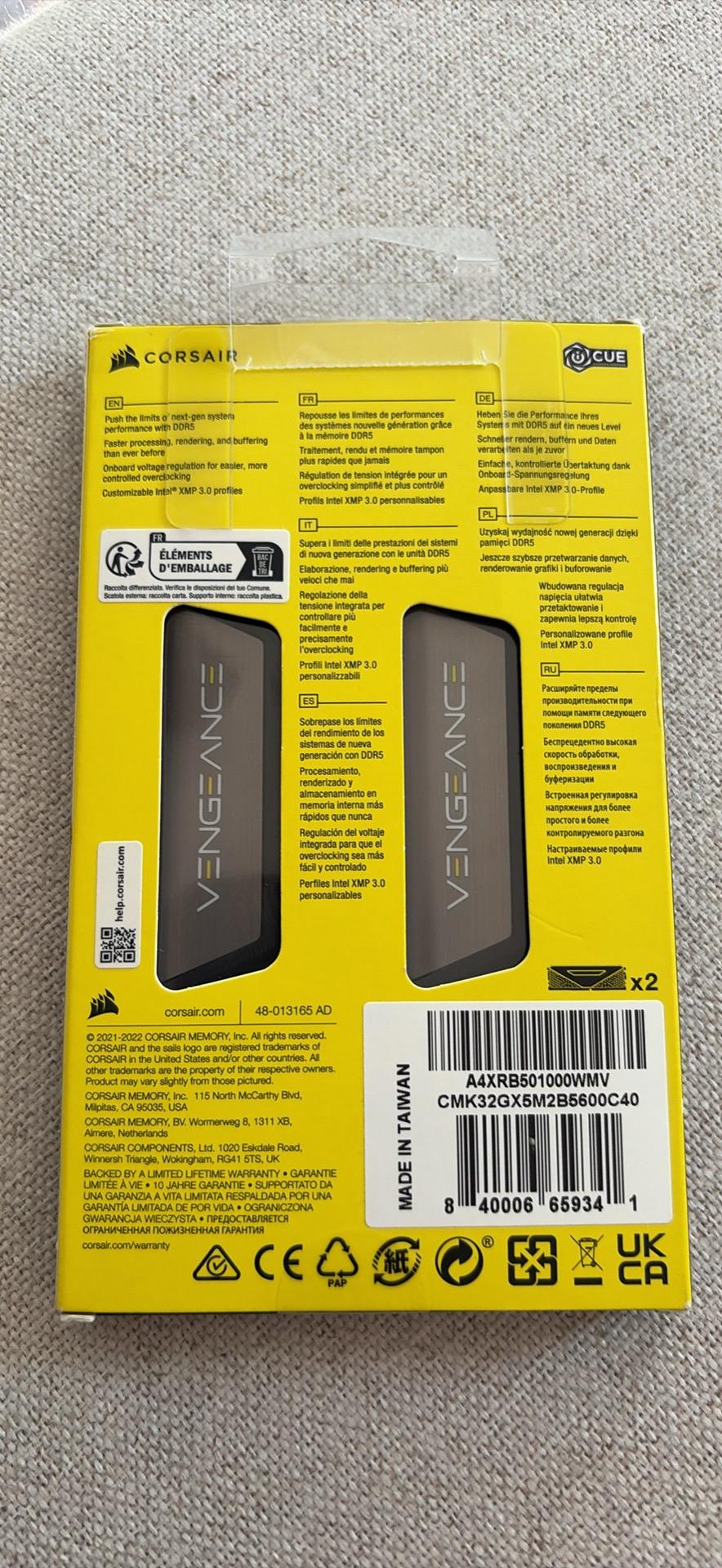 32Gb DDR5 Corsair Vengeance 5600MHZ