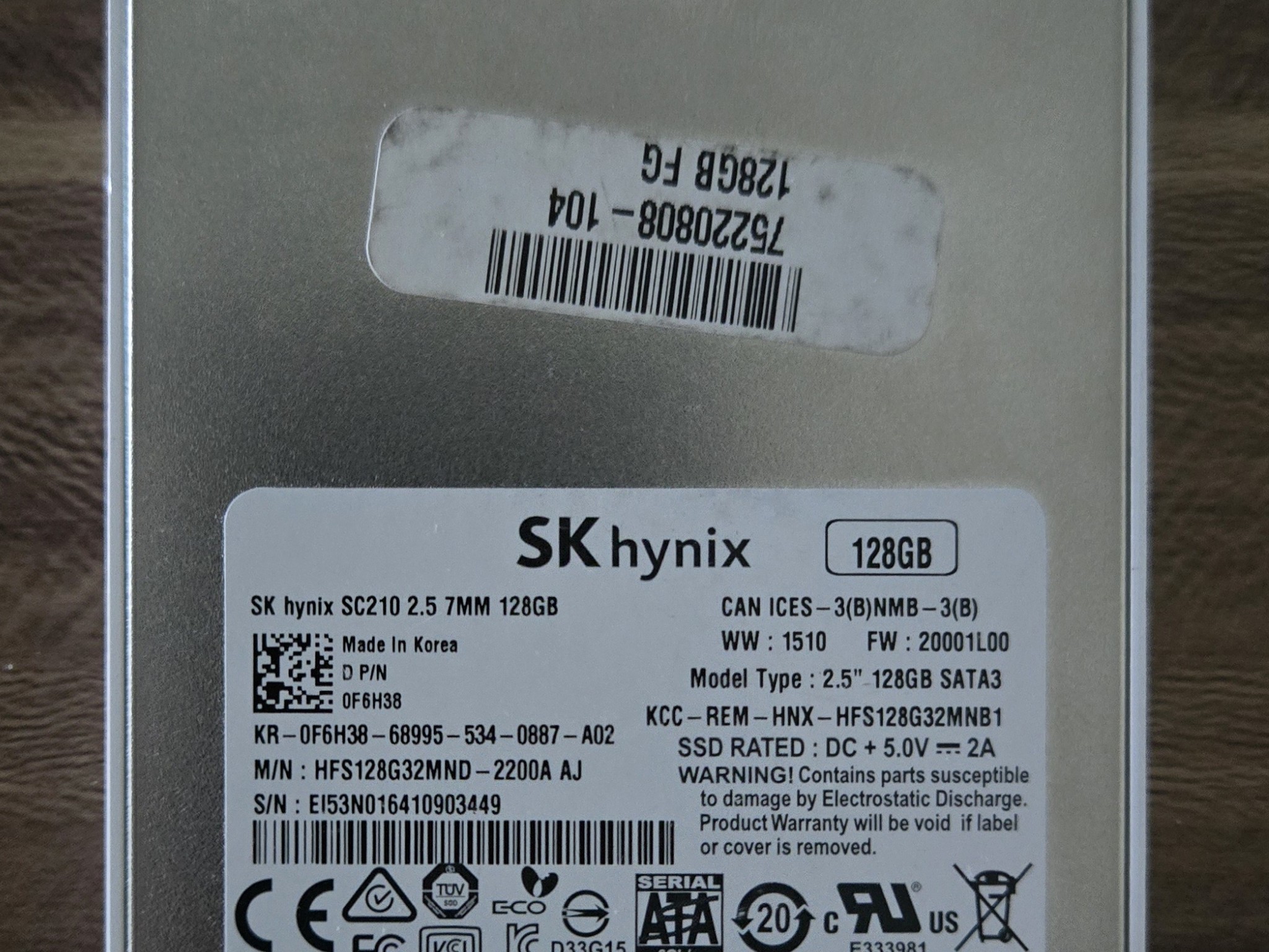 SK Hynix 128GB 2.5in SSD SC210