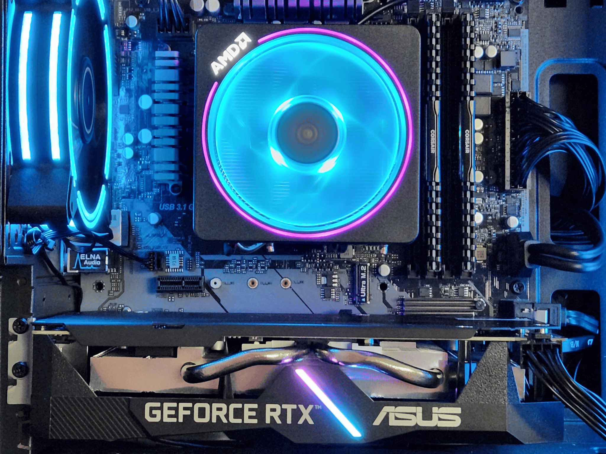 Ryzen 2600X with RTX 2060.  B450m, 16Gb Ram, 2TB storage, RGB!