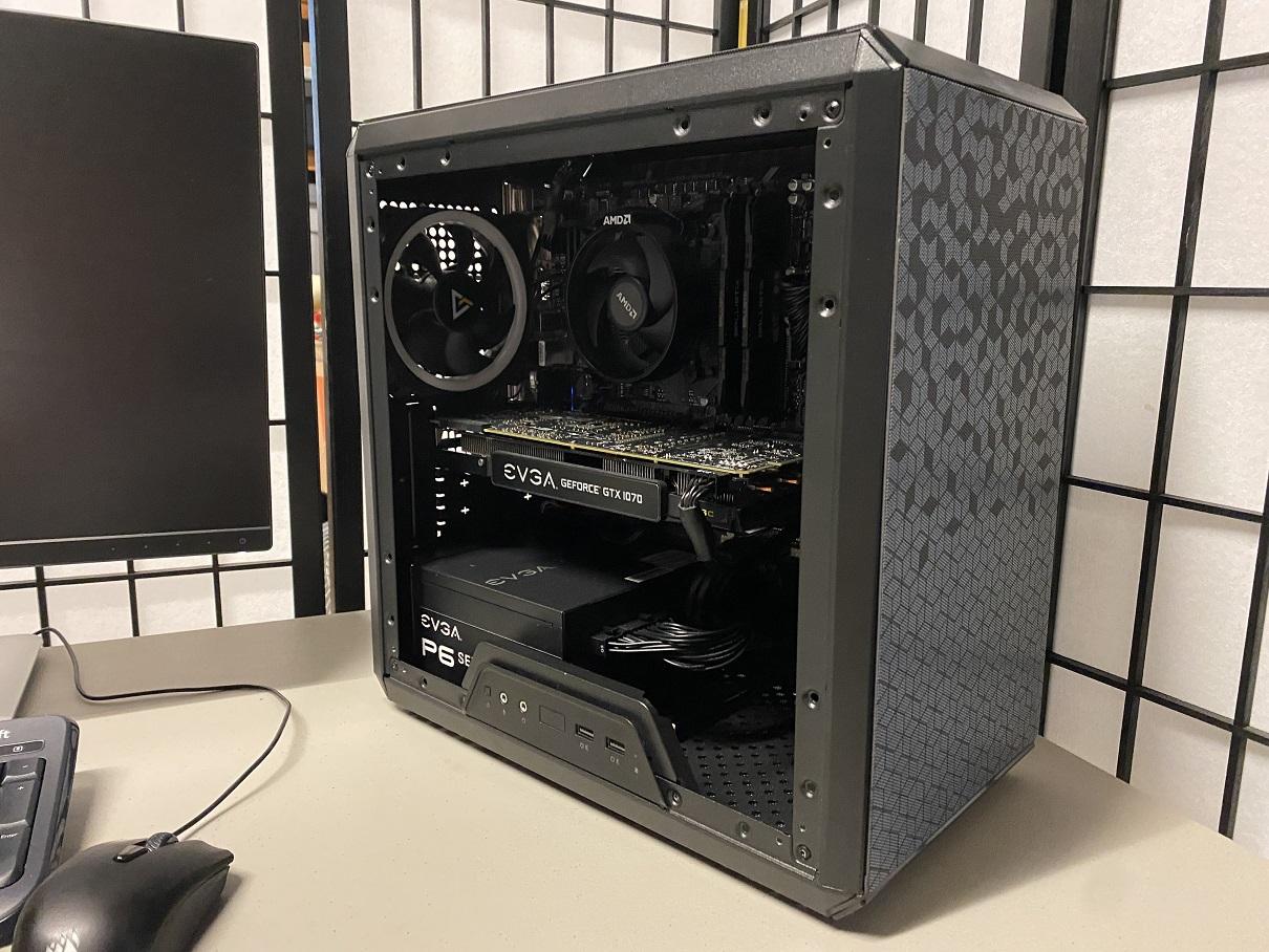 EVGA GTX 1070 SC (8gb), AMD Ryzen 5 3400g, DDR4 3000MHz 16GB (8x2), 500GB NVMe, 750W Platinum
