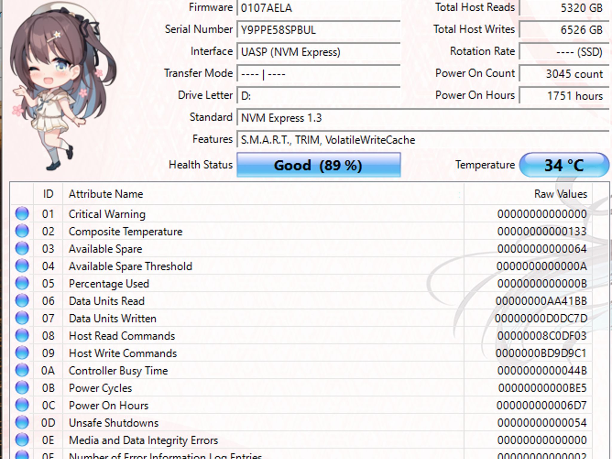 Toshiba 128GB NVMe SSD Tested Working 89% Health M.2