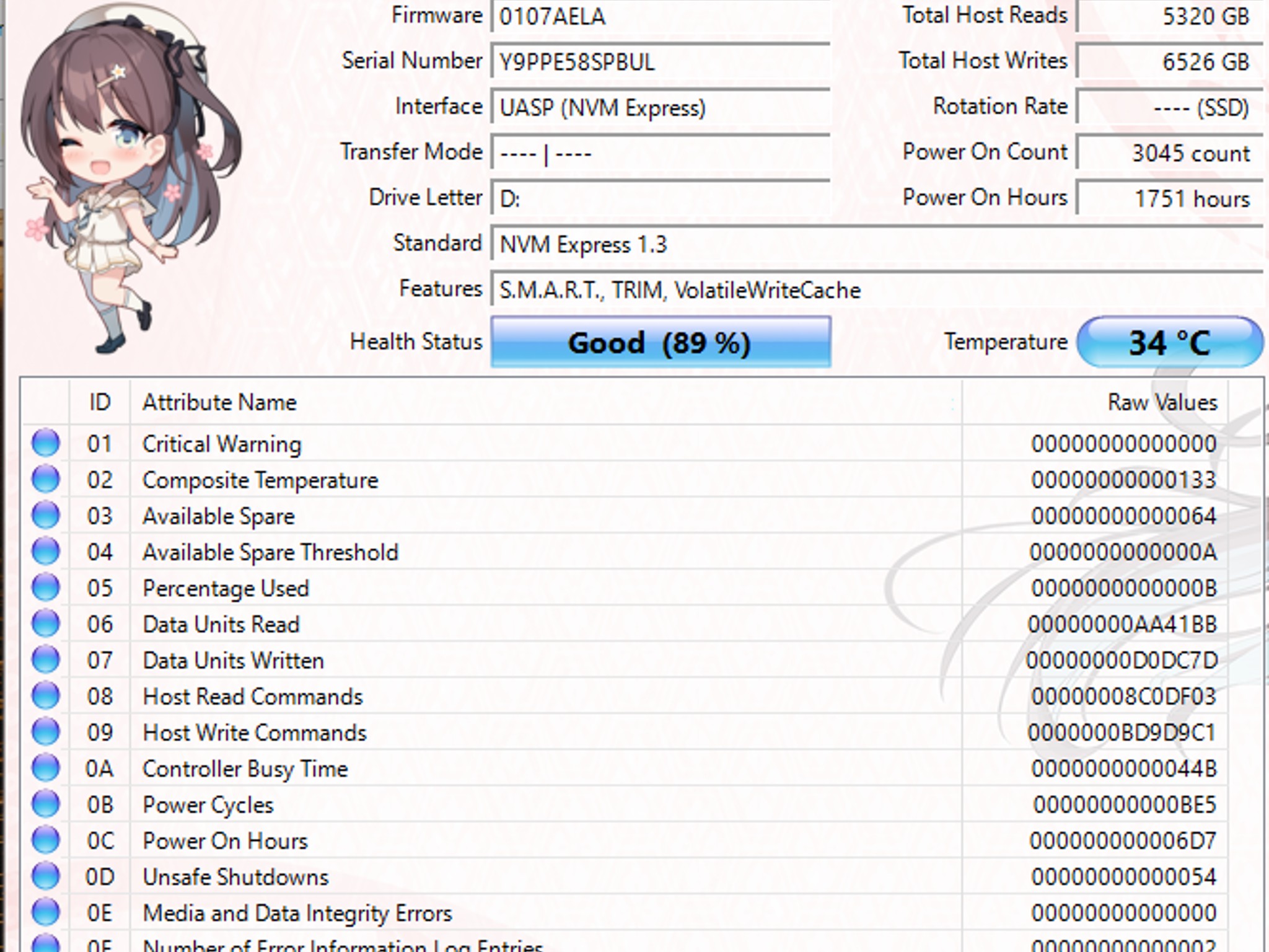 Toshiba 128GB NVMe SSD Tested Working 89% Health M.2